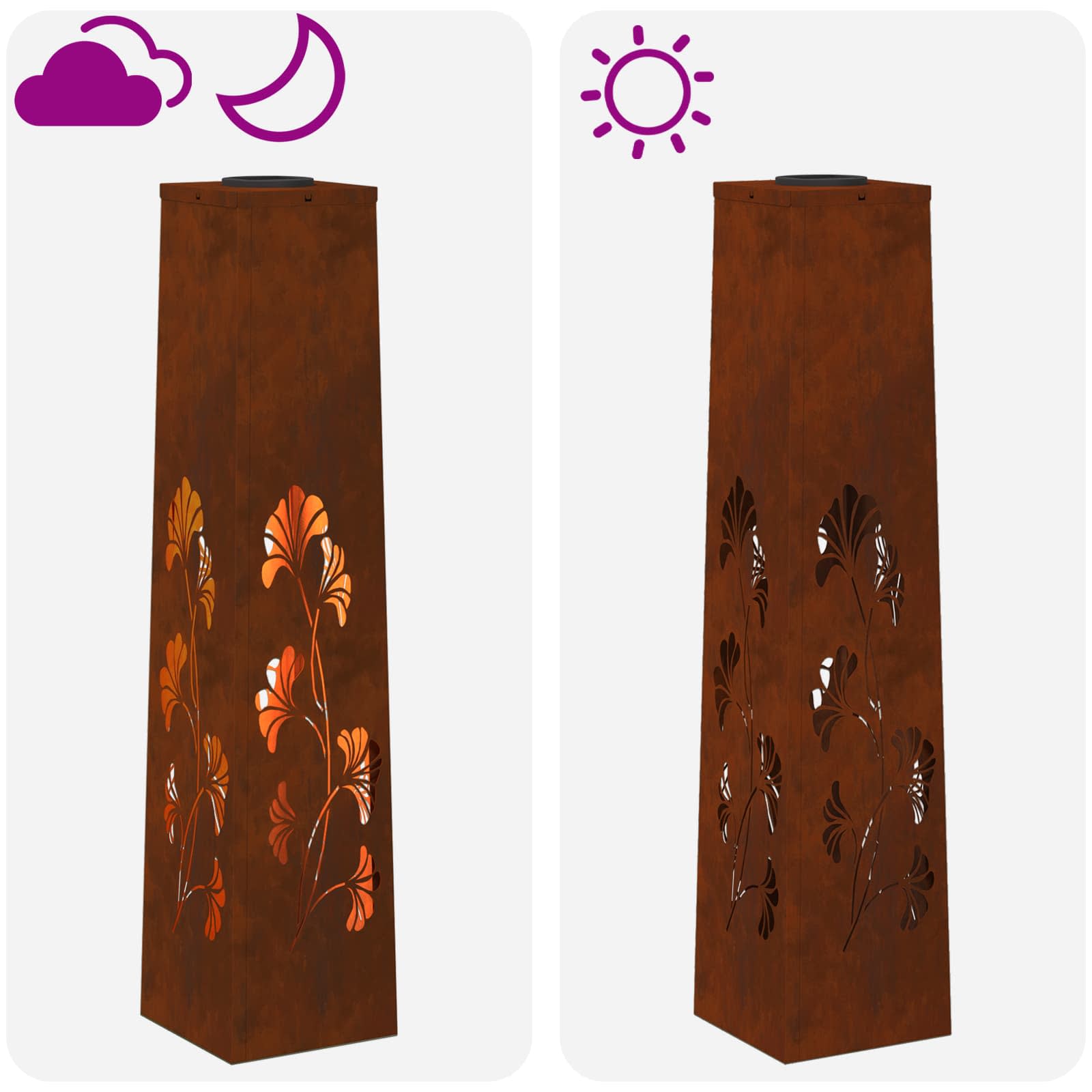 Solar LED Weg Licht 2 stk. Warmes Weiß 18 x 18 x 80 cm