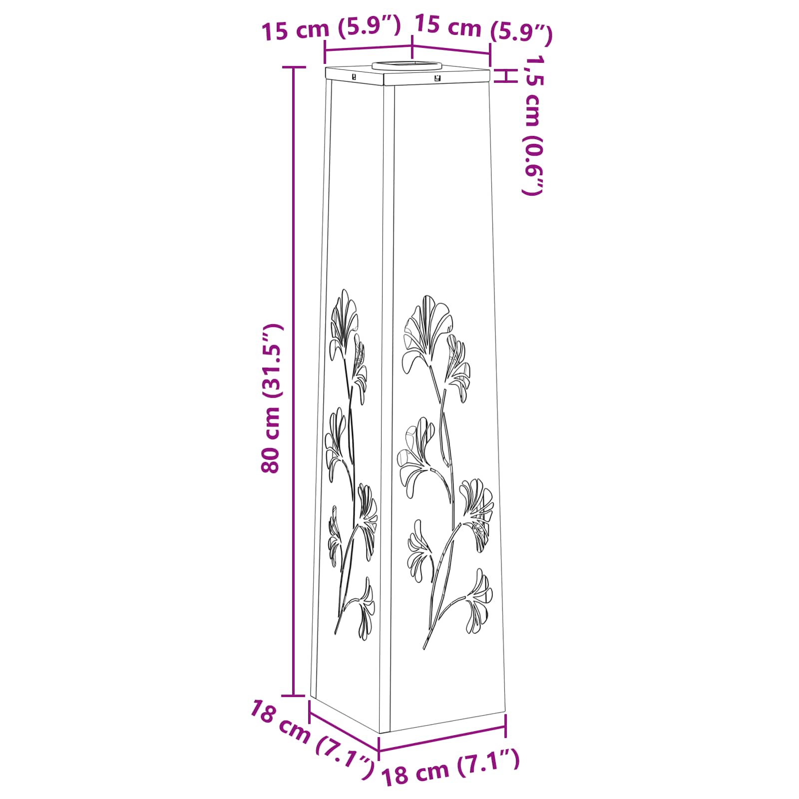 Solar LED Weg Licht 2 stk. Warmes Weiß 18 x 18 x 80 cm