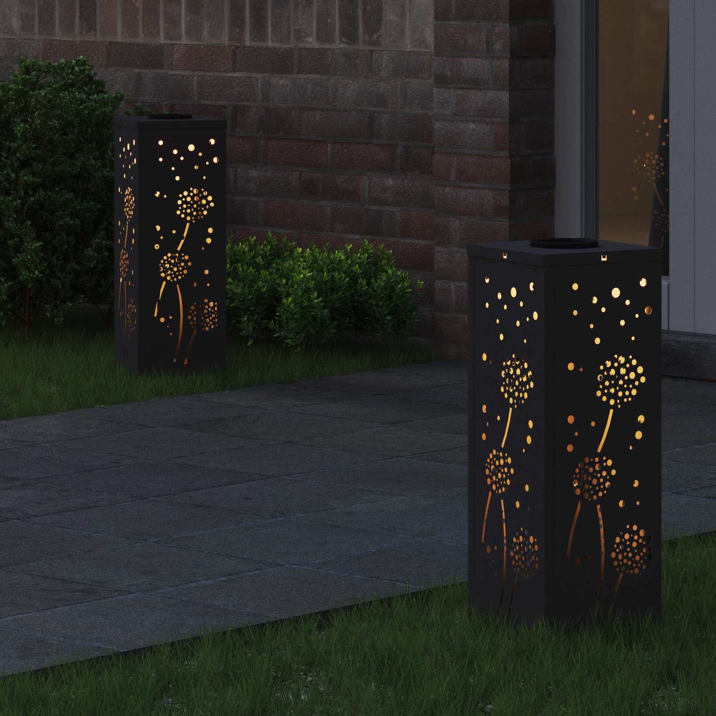 Solar LED Weg Licht 2 stk. Warmes Weiß 18 x 18 x 50 cm