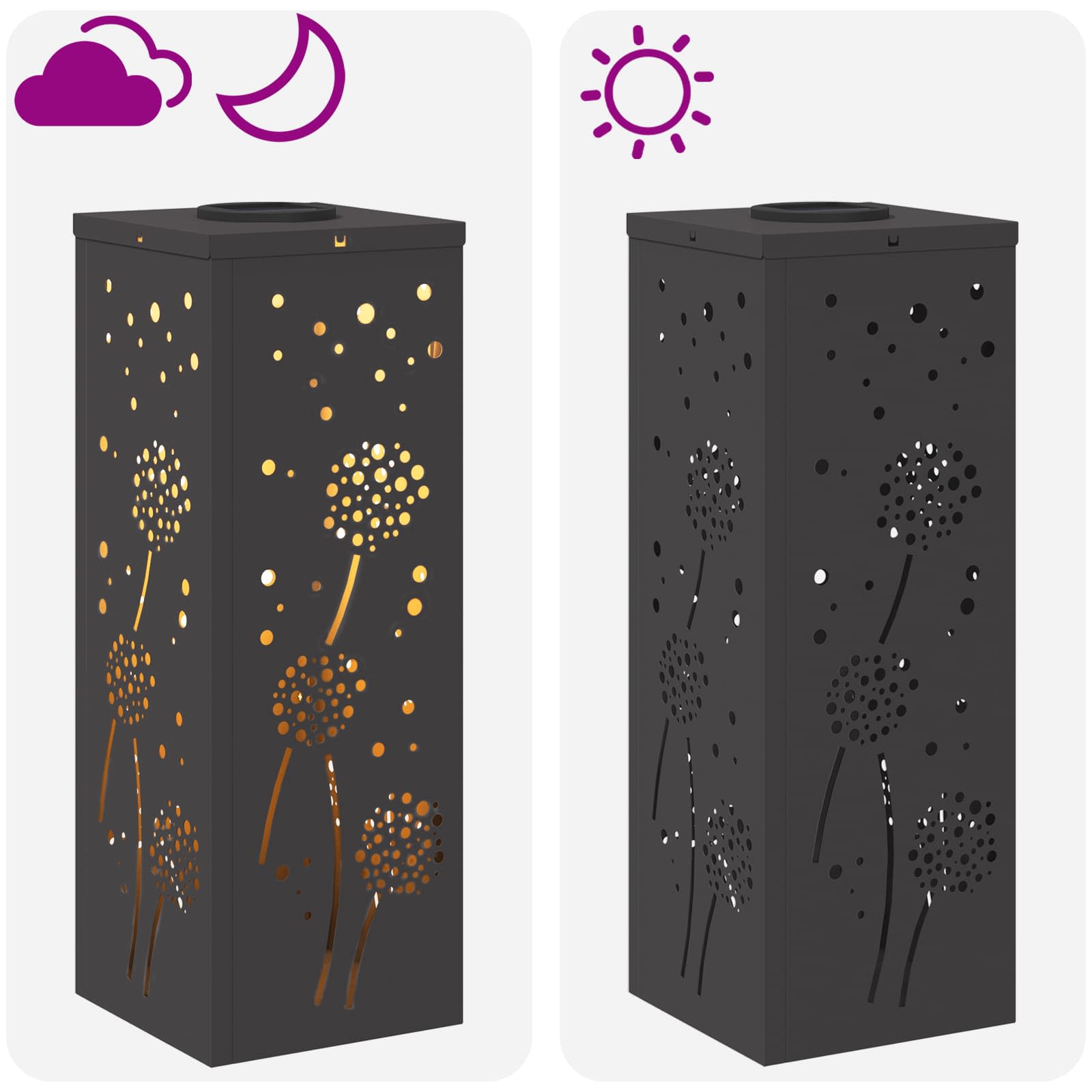 Solar LED Weg Licht 2 stk. Warmes Weiß 18 x 18 x 50 cm