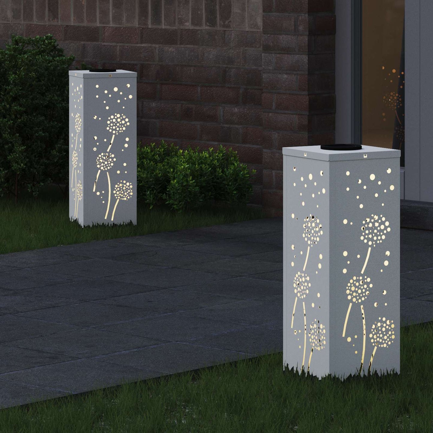 Solar LED Weg Licht 2 stk. Warmes Weiß 18 x 18 x 50 cm