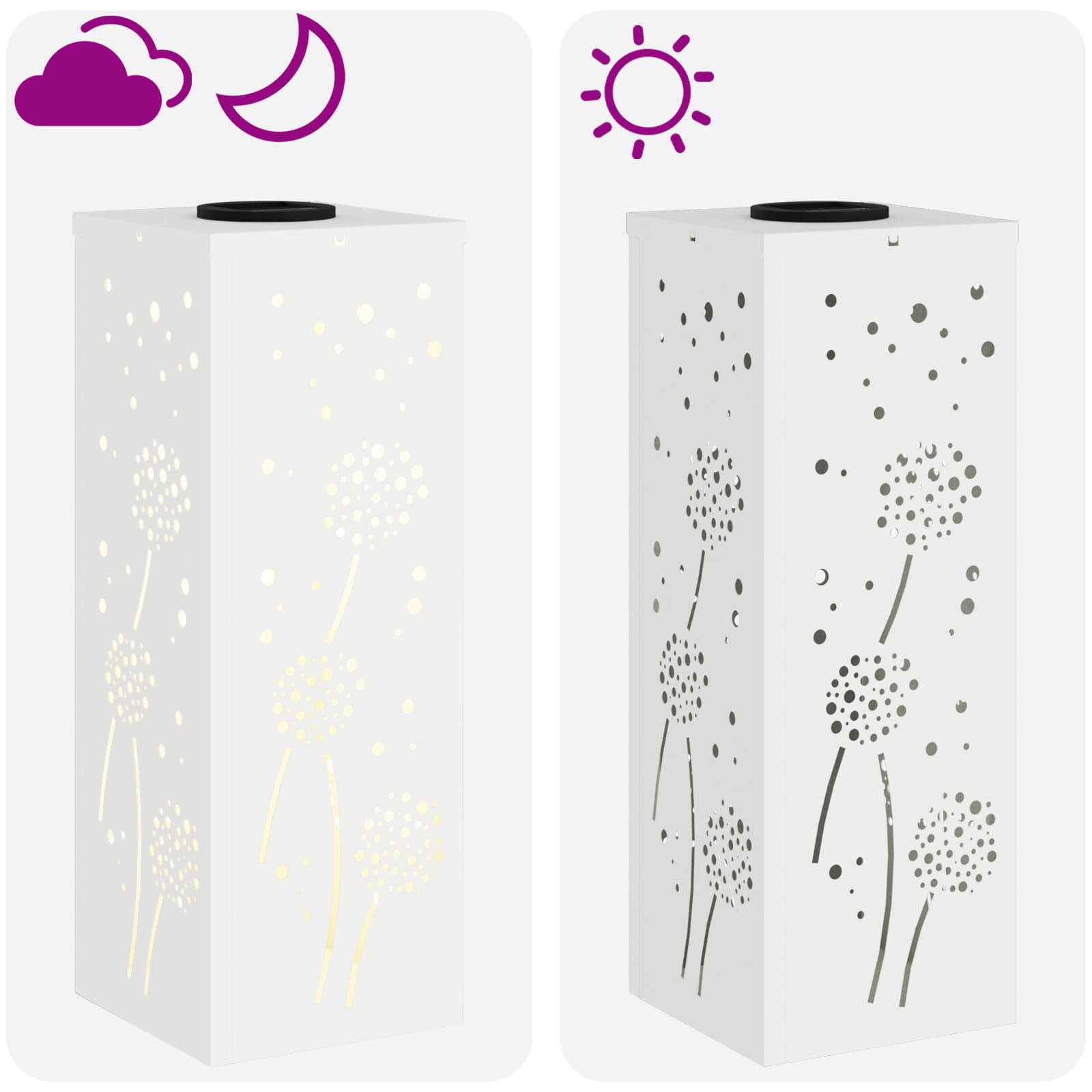 Solar LED Weg Licht 2 stk. Warmes Weiß 18 x 18 x 50 cm