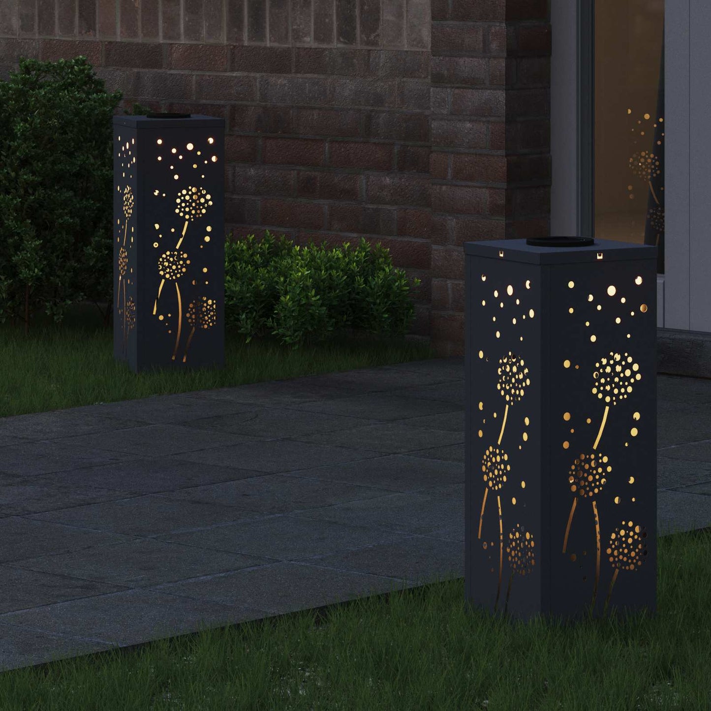 Solar LED Weg Licht 2 stk. Warmes Weiß 18 x 18 x 50 cm