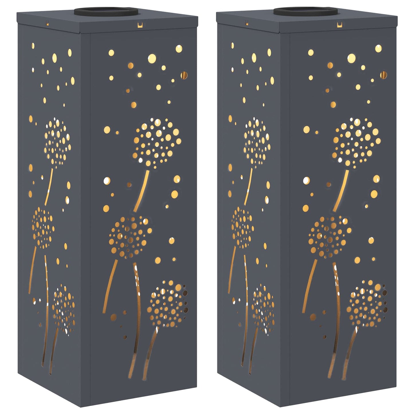 Solar LED Weg Licht 2 stk. Warmes Weiß 18 x 18 x 50 cm