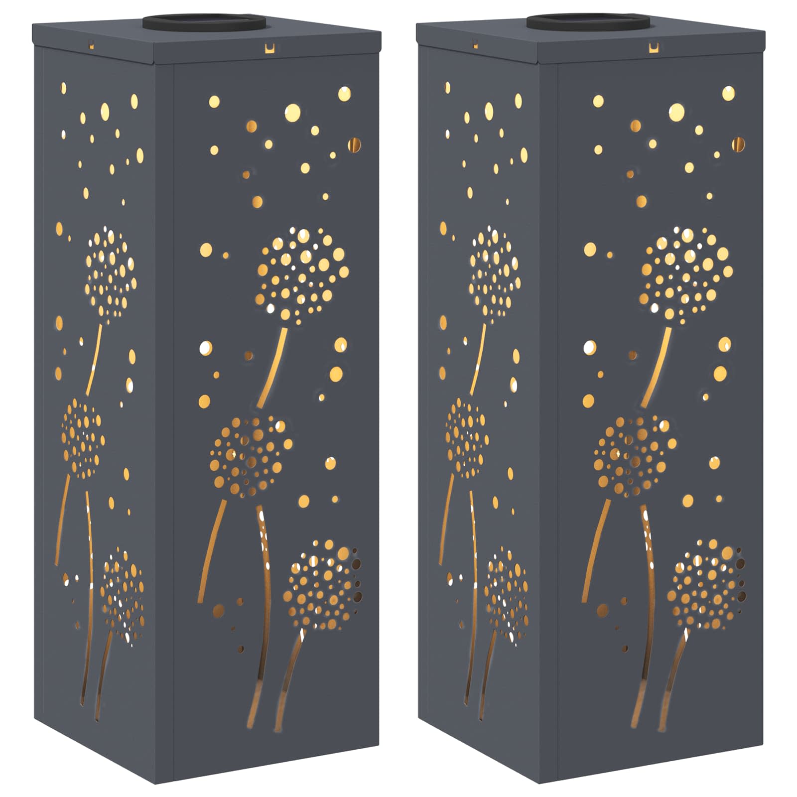 Solar LED Weg Licht 2 stk. Warmes Weiß 18 x 18 x 50 cm