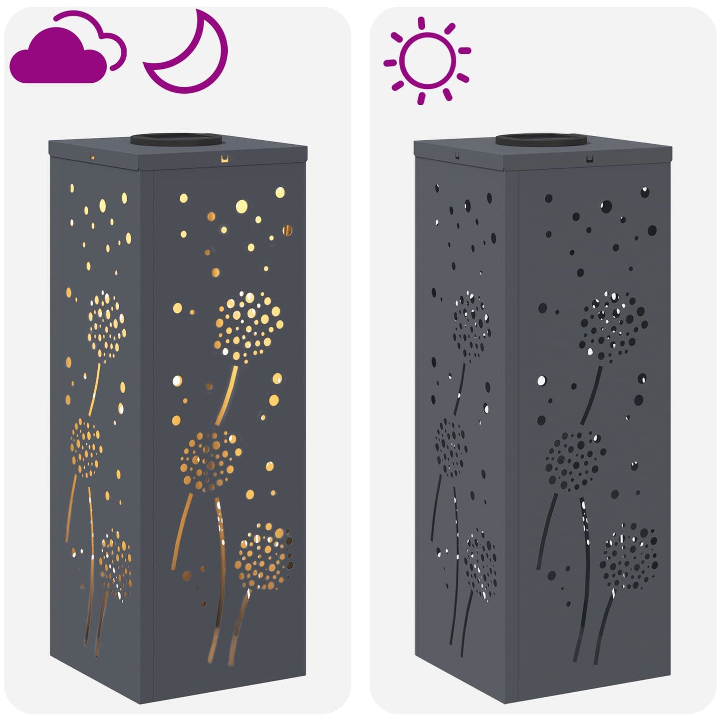 Solar LED Weg Licht 2 stk. Warmes Weiß 18 x 18 x 50 cm