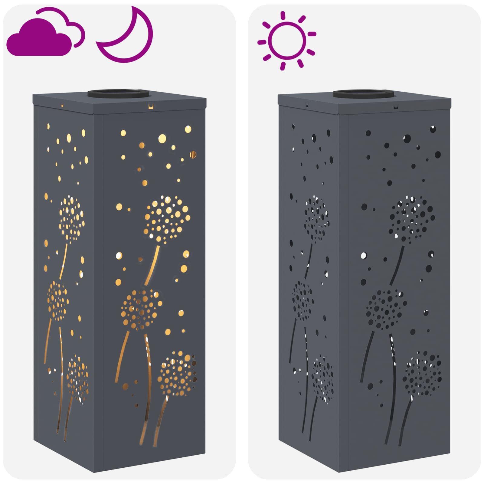 Solar LED Weg Licht 2 stk. Warmes Weiß 18 x 18 x 50 cm