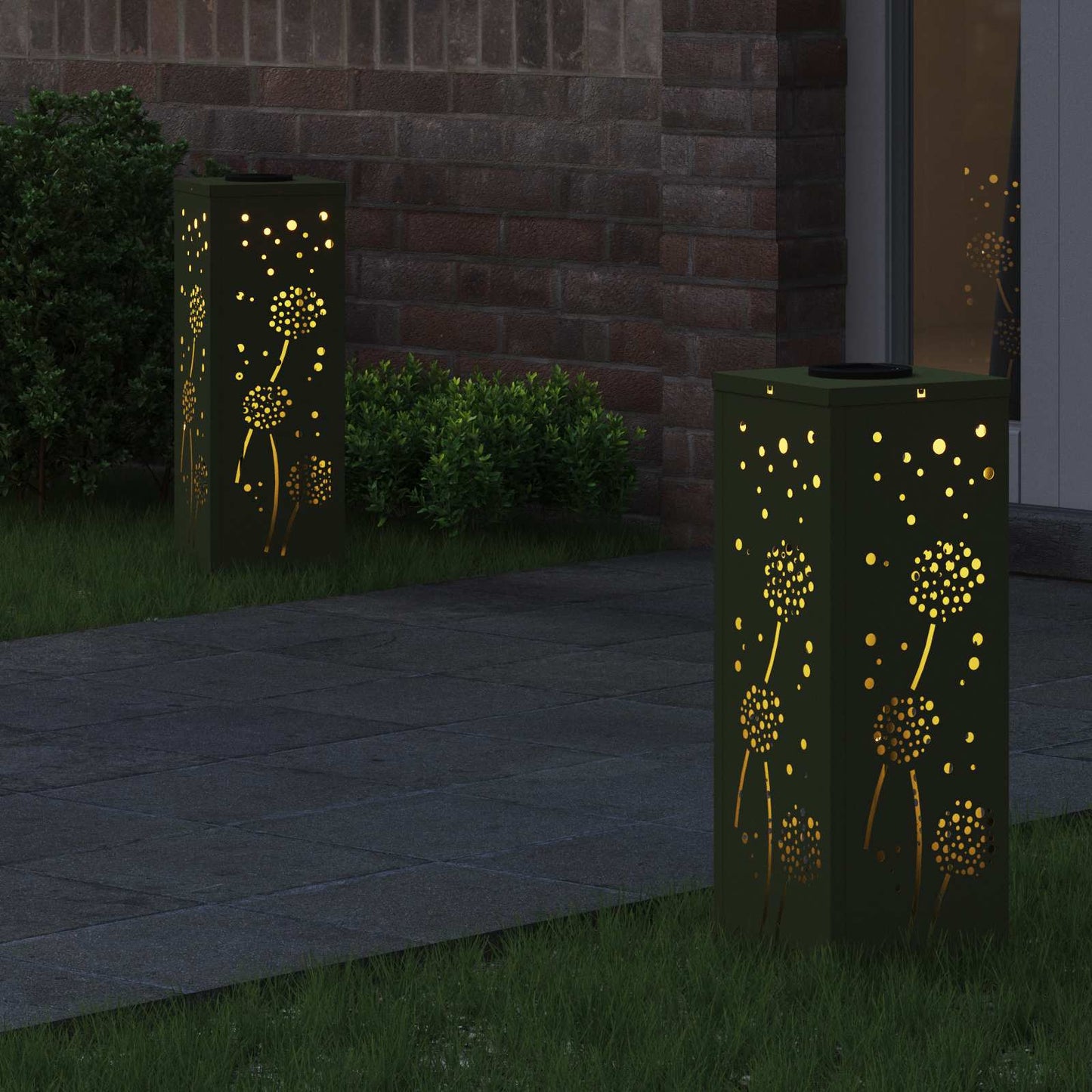 Solar LED Weg Licht 2 stk. Warmes Weiß 18 x 18 x 50 cm