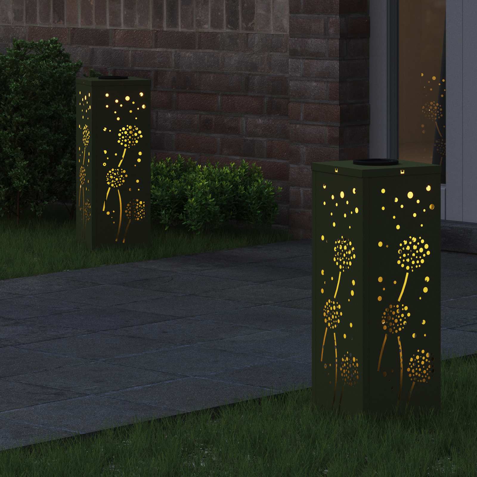 Solar LED Weg Licht 2 stk. Warmes Weiß 18 x 18 x 50 cm