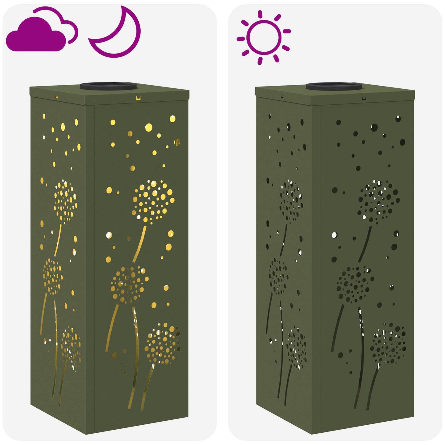 Solar LED Weg Licht 2 stk. Warmes Weiß 18 x 18 x 50 cm