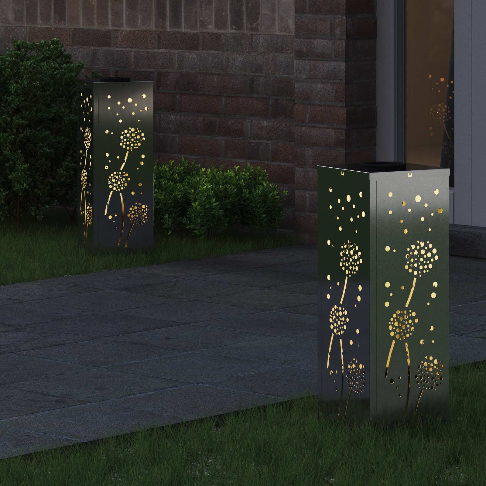 Solar LED Weg Licht 2 stk. Warmes Weiß 18 x 18 x 50 cm