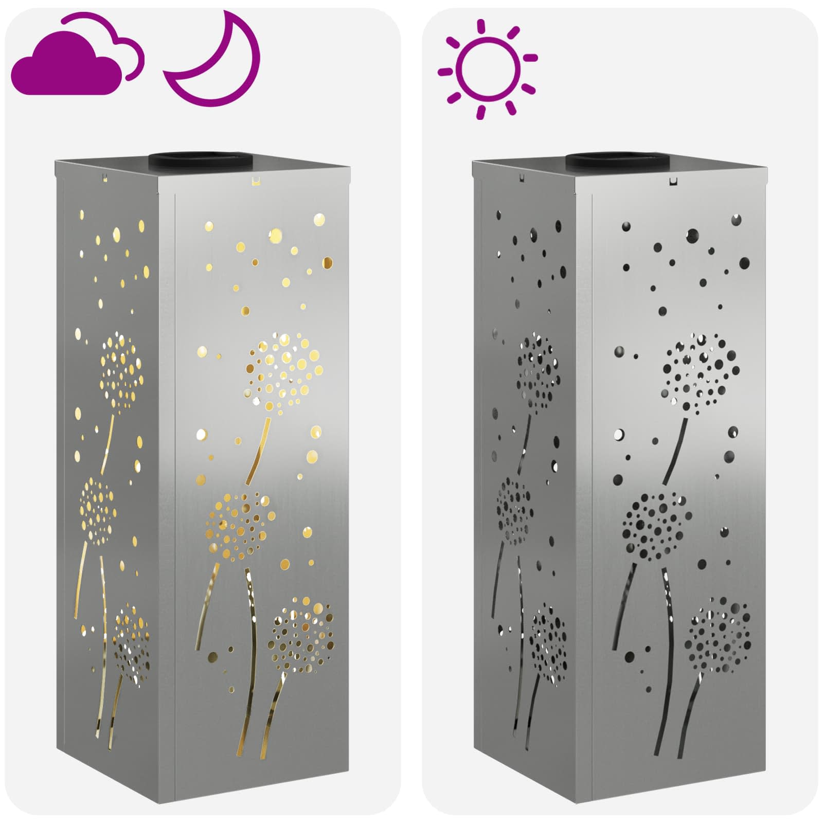 Solar LED Weg Licht 2 stk. Warmes Weiß 18 x 18 x 50 cm
