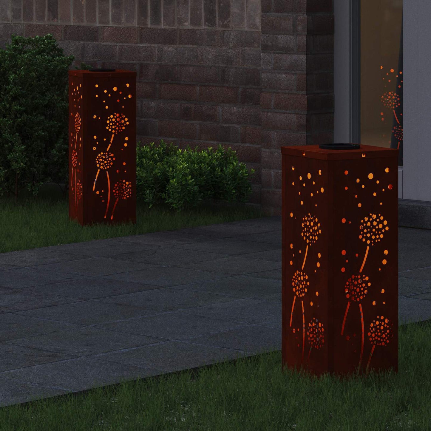 Solar LED Weg Licht 2 stk. Warmes Weiß 18 x 18 x 50 cm