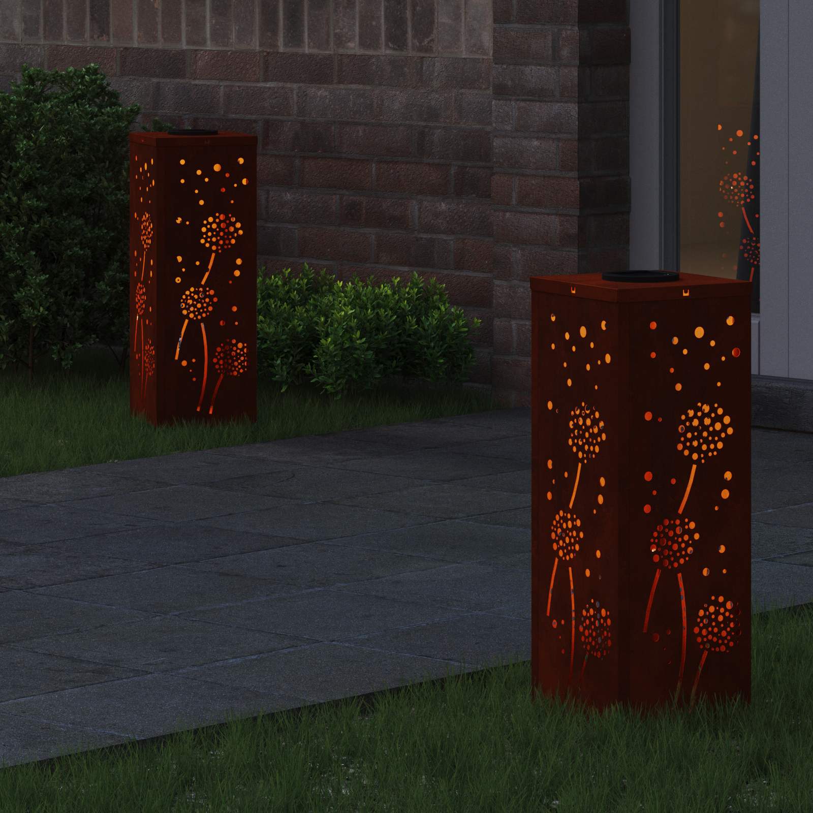 Solar LED Weg Licht 2 stk. Warmes Weiß 18 x 18 x 50 cm