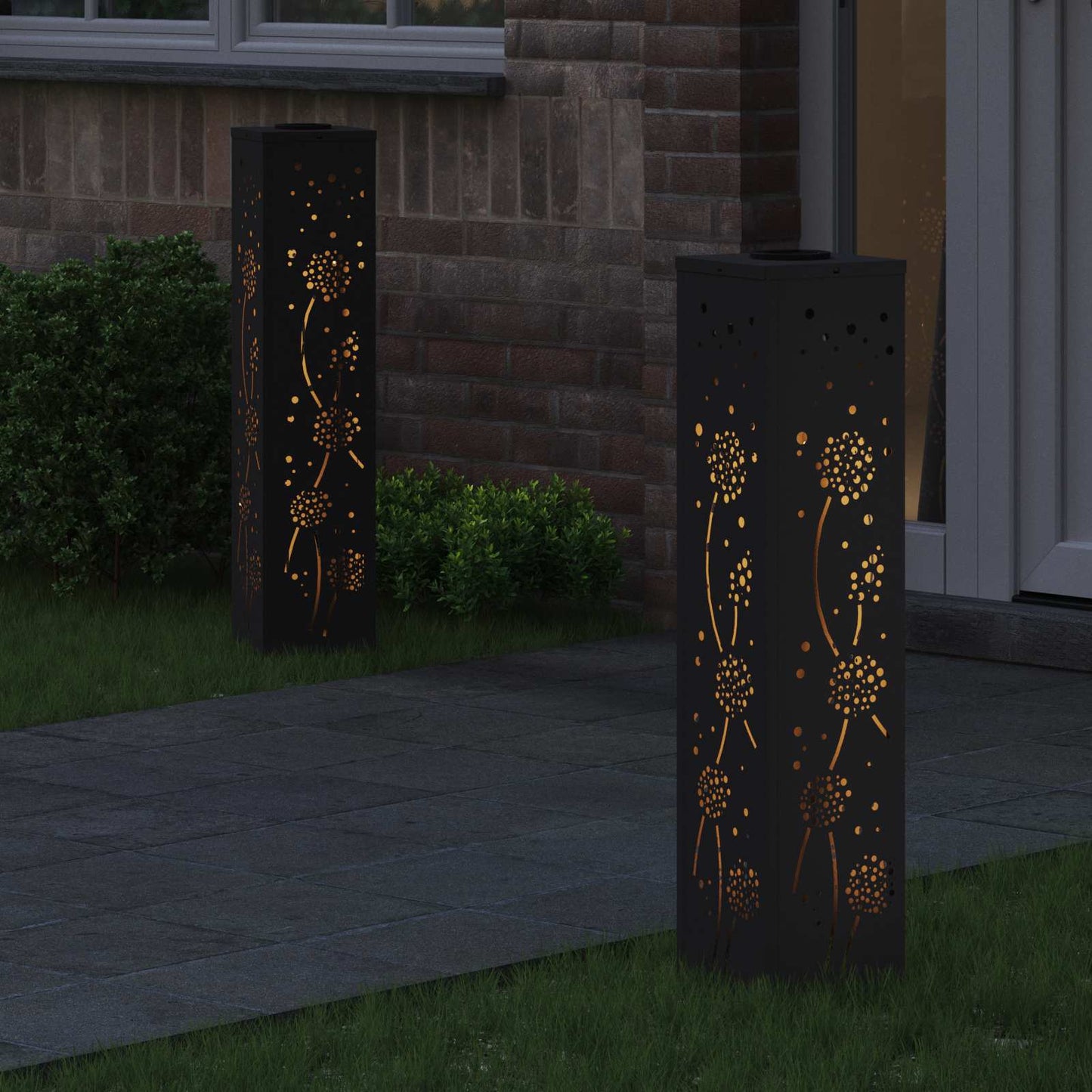 Solar LED Weg Licht 2 stk. Warmes Weiß 18 x 18 x 80 cm
