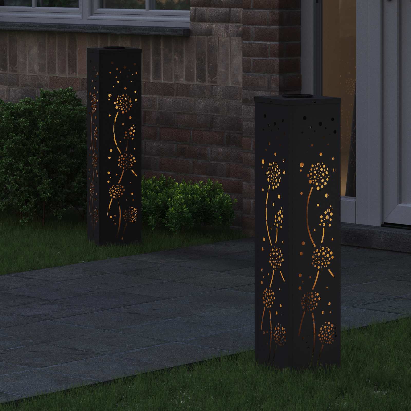 Solar LED Weg Licht 2 stk. Warmes Weiß 18 x 18 x 80 cm