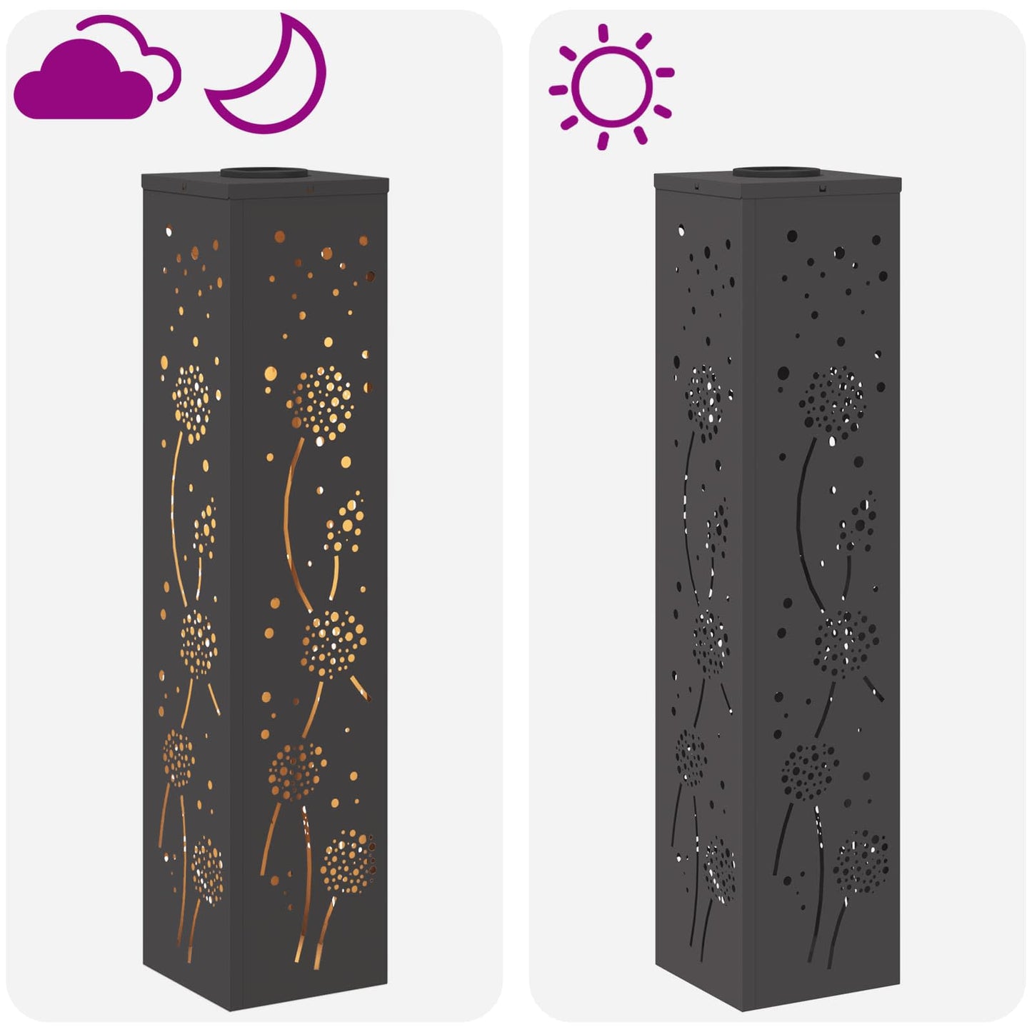 Solar LED Weg Licht 2 stk. Warmes Weiß 18 x 18 x 80 cm