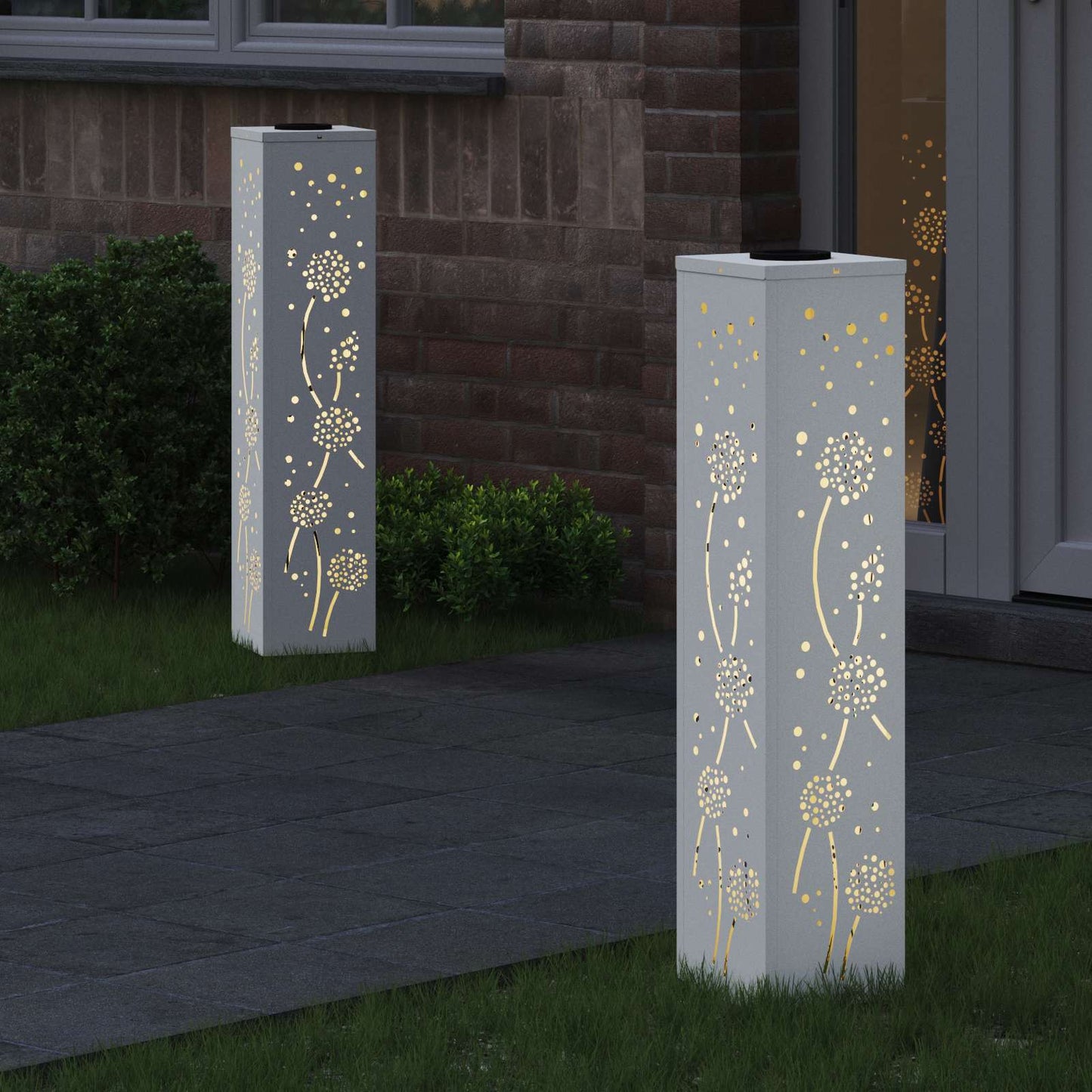Solar LED Weg Licht 2 stk. Warmes Weiß 18 x 18 x 80 cm