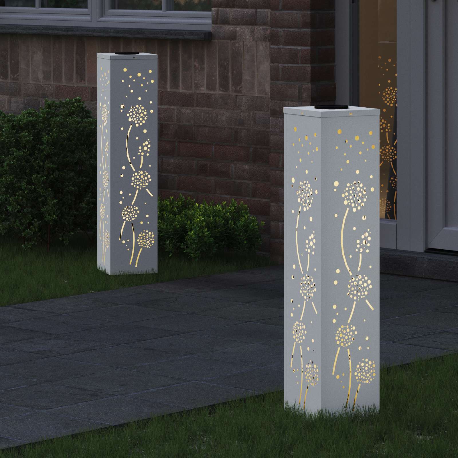 Solar LED Weg Licht 2 stk. Warmes Weiß 18 x 18 x 80 cm