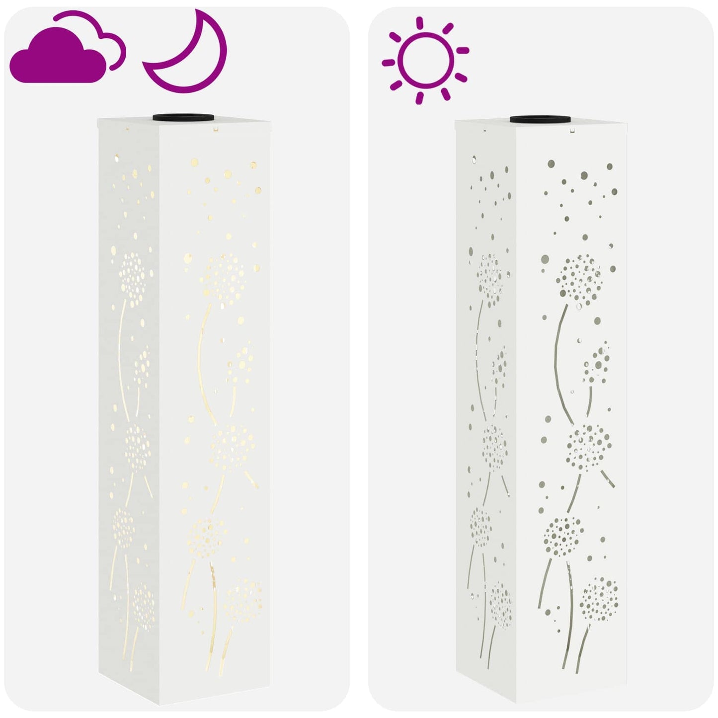 Solar LED Weg Licht 2 stk. Warmes Weiß 18 x 18 x 80 cm