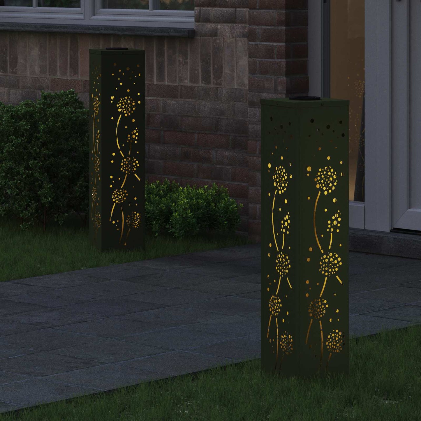 Solar LED Weg Licht 2 stk. Warmes Weiß 18 x 18 x 80 cm