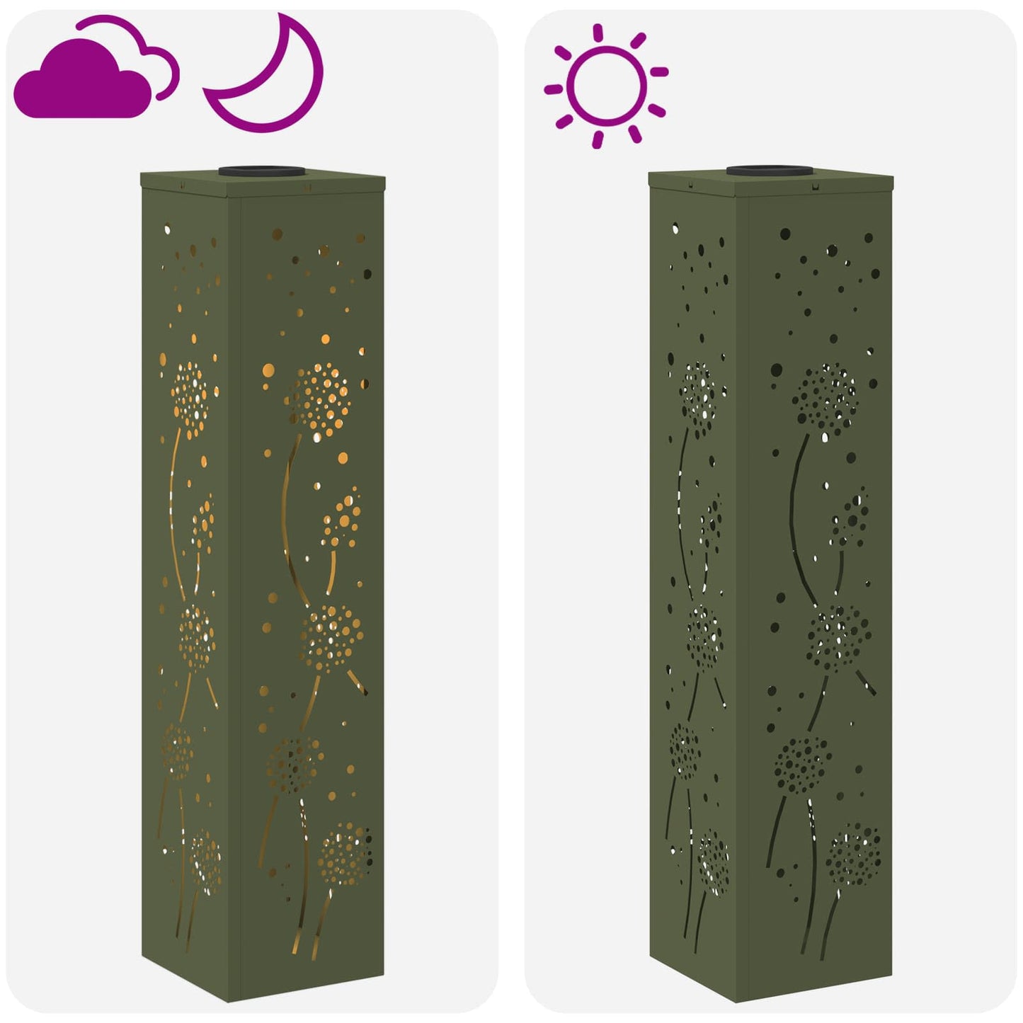 Solar LED Weg Licht 2 stk. Warmes Weiß 18 x 18 x 80 cm