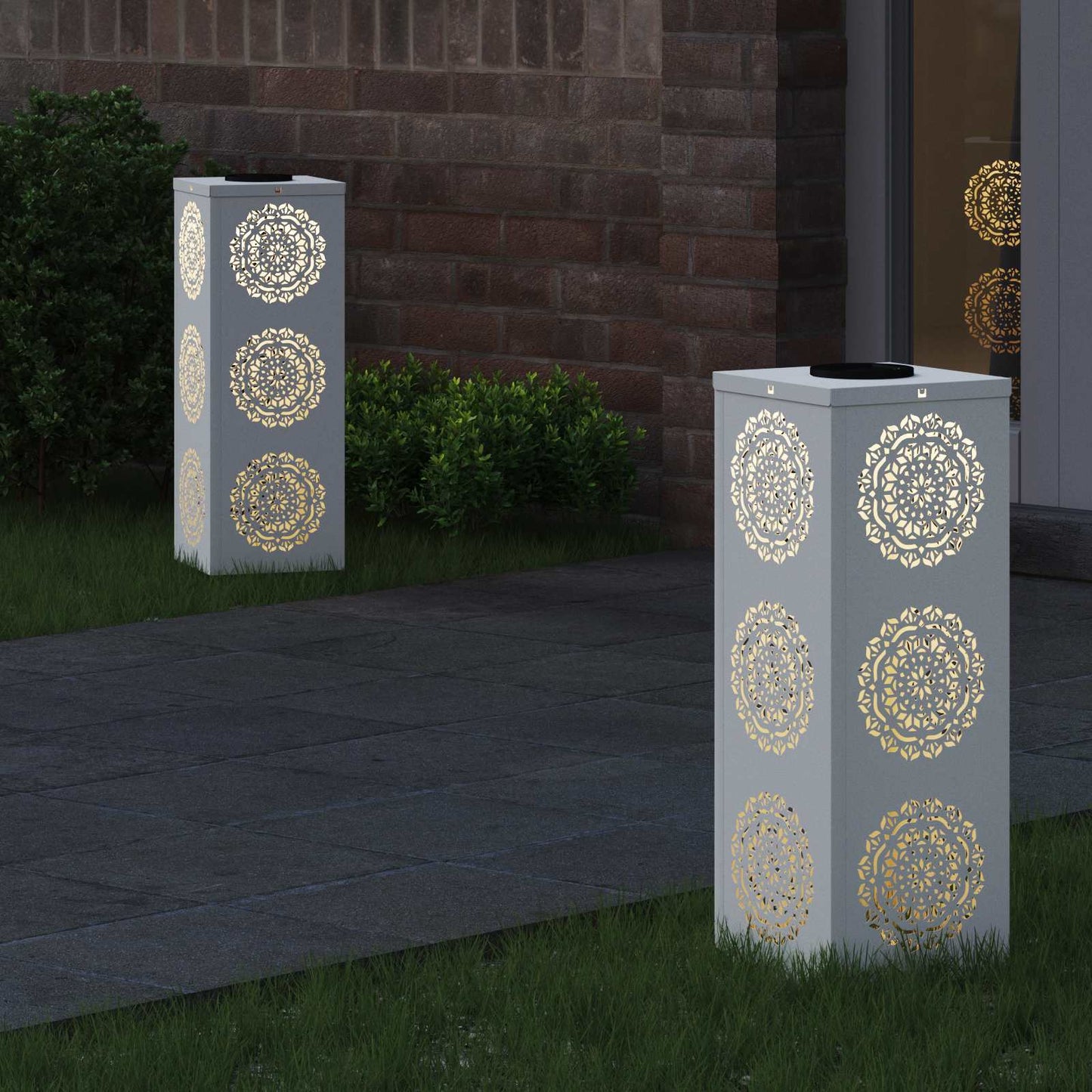 Solar LED Weg Licht 2 stk. Warmes Weiß 18 x 18 x 50 cm