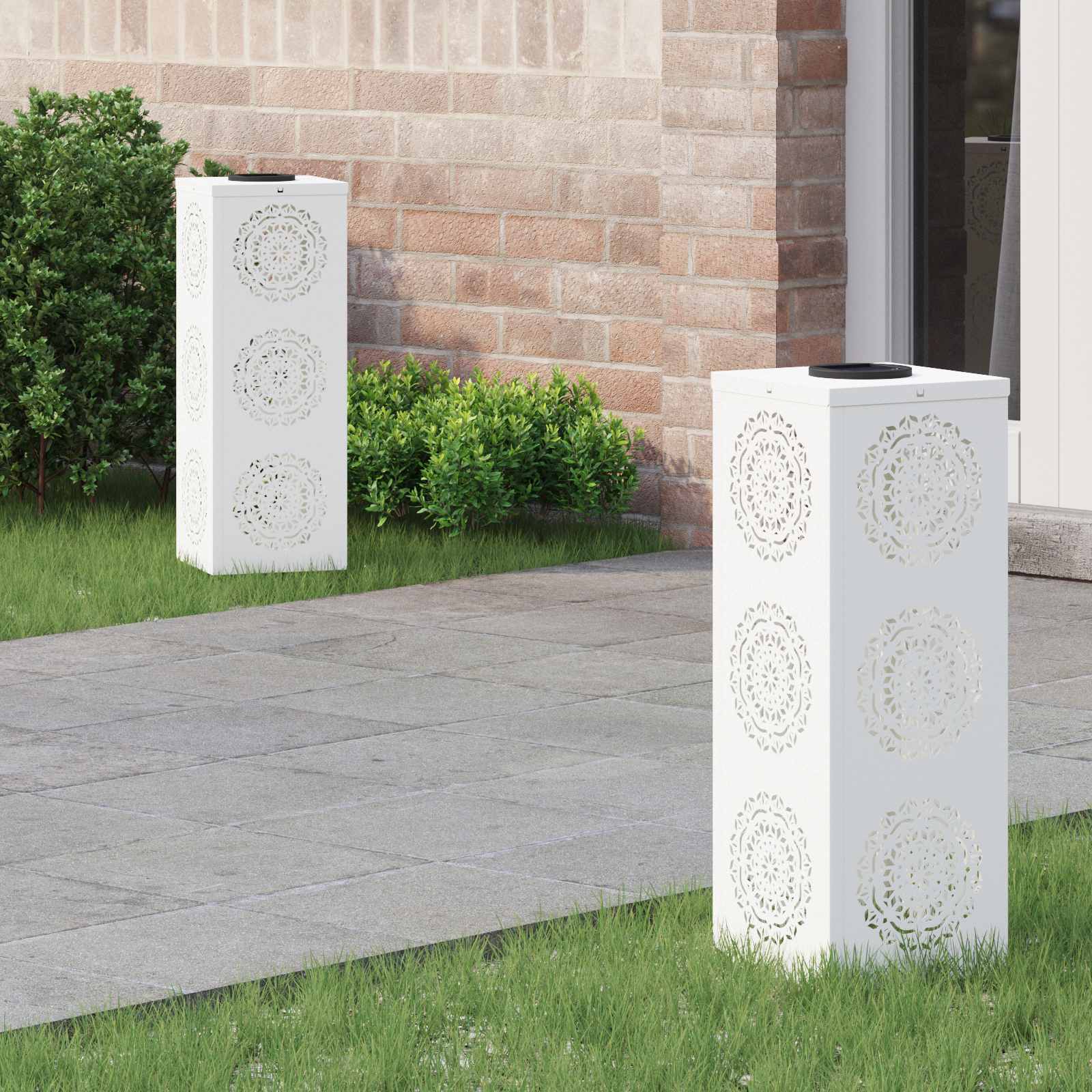 Solar LED Weg Licht 2 stk. Warmes Weiß 18 x 18 x 50 cm