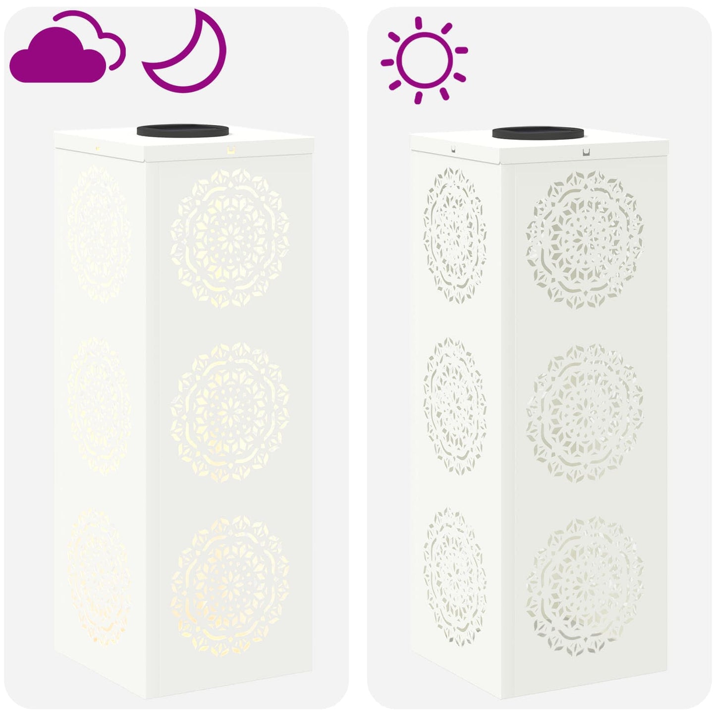 Solar LED Weg Licht 2 stk. Warmes Weiß 18 x 18 x 50 cm