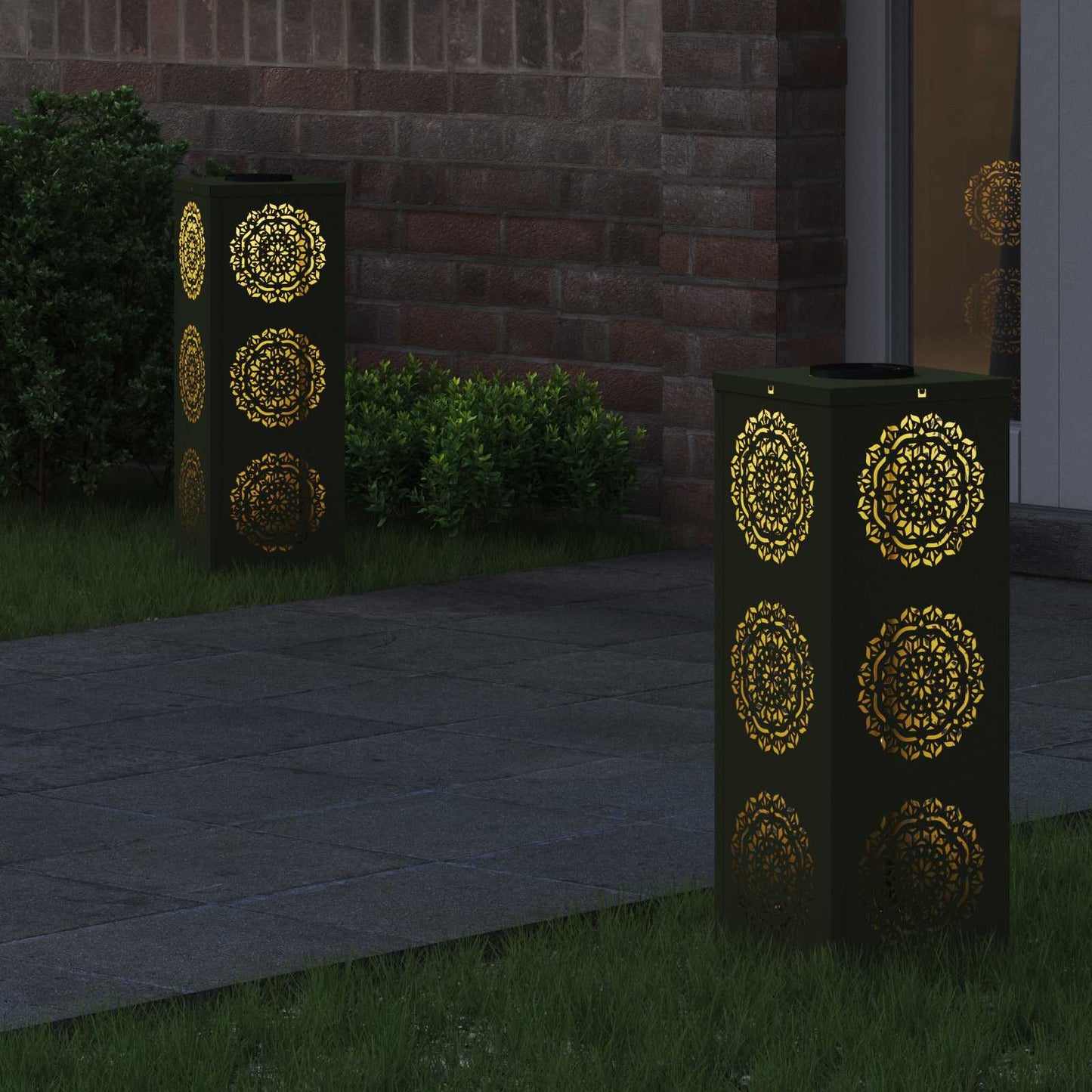 Solar LED Weg Licht 2 stk. Warmes Weiß 18 x 18 x 50 cm