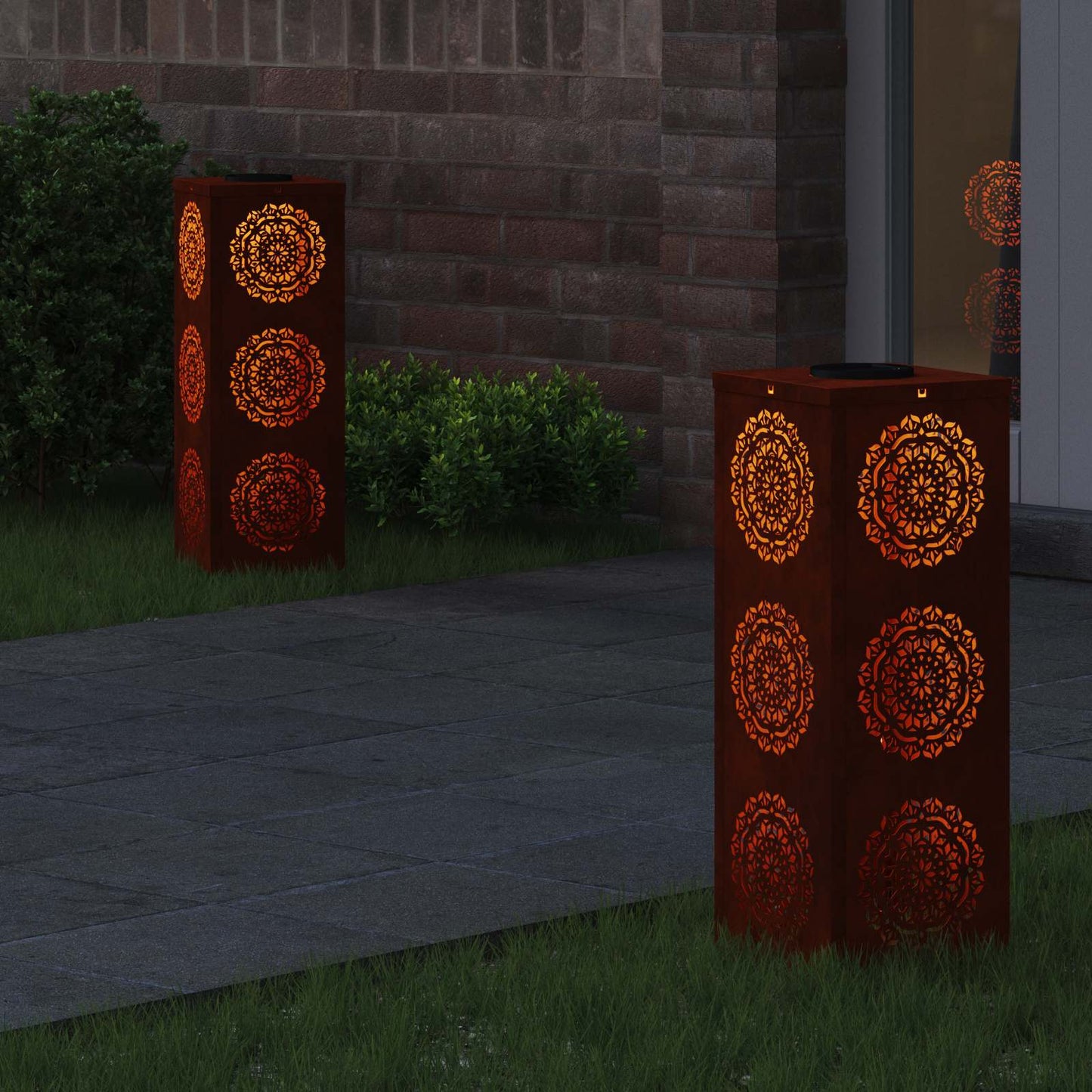 Solar LED Weg Licht 2 stk. Warmes Weiß 18 x 18 x 50 cm