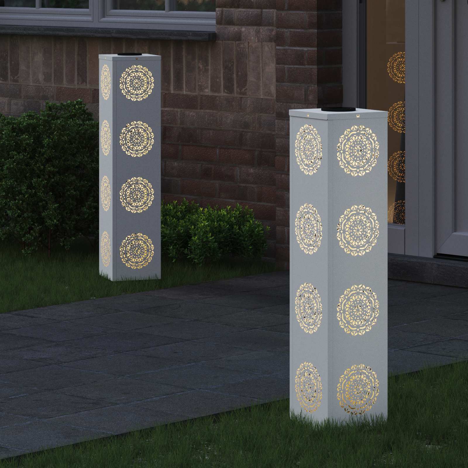 Solar LED Weg Licht 2 stk. Warmes Weiß 18 x 18 x 80 cm