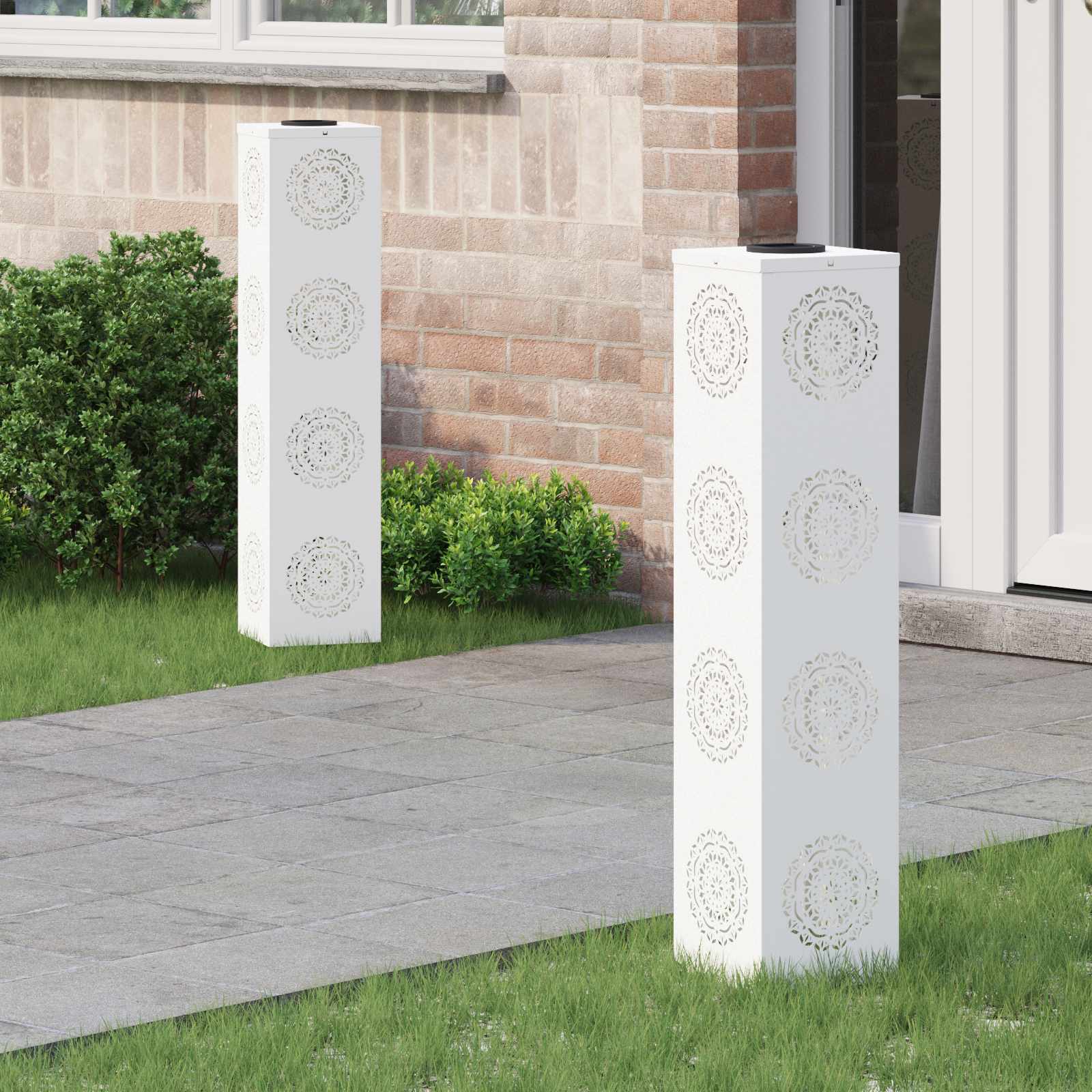 Solar LED Weg Licht 2 stk. Warmes Weiß 18 x 18 x 80 cm