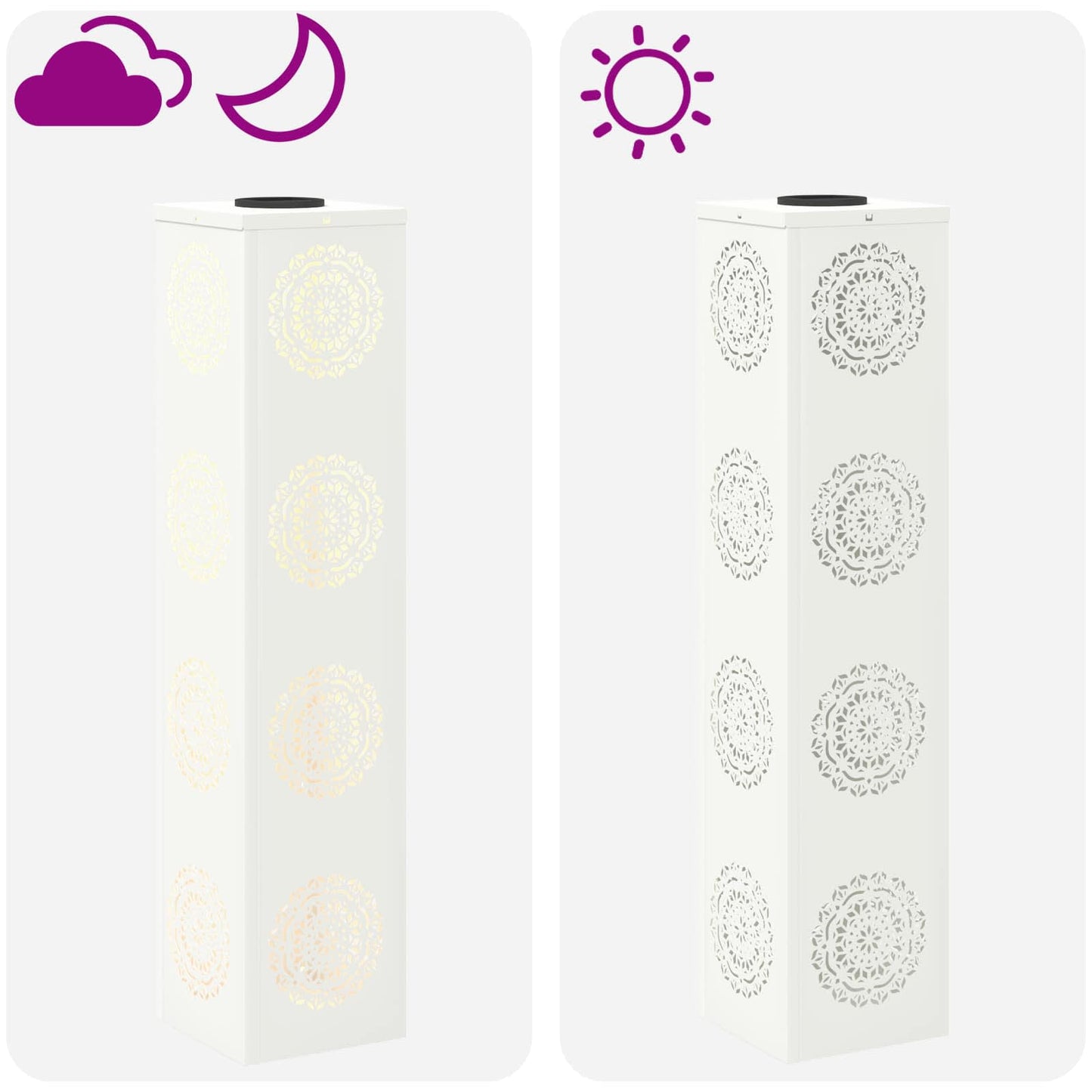 Solar LED Weg Licht 2 stk. Warmes Weiß 18 x 18 x 80 cm