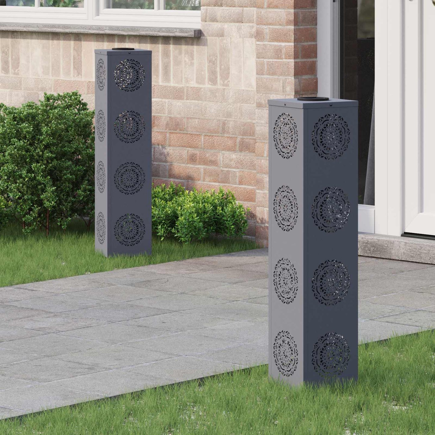 Solar LED Weg Licht 2 stk. Warmes Weiß 18 x 18 x 80 cm