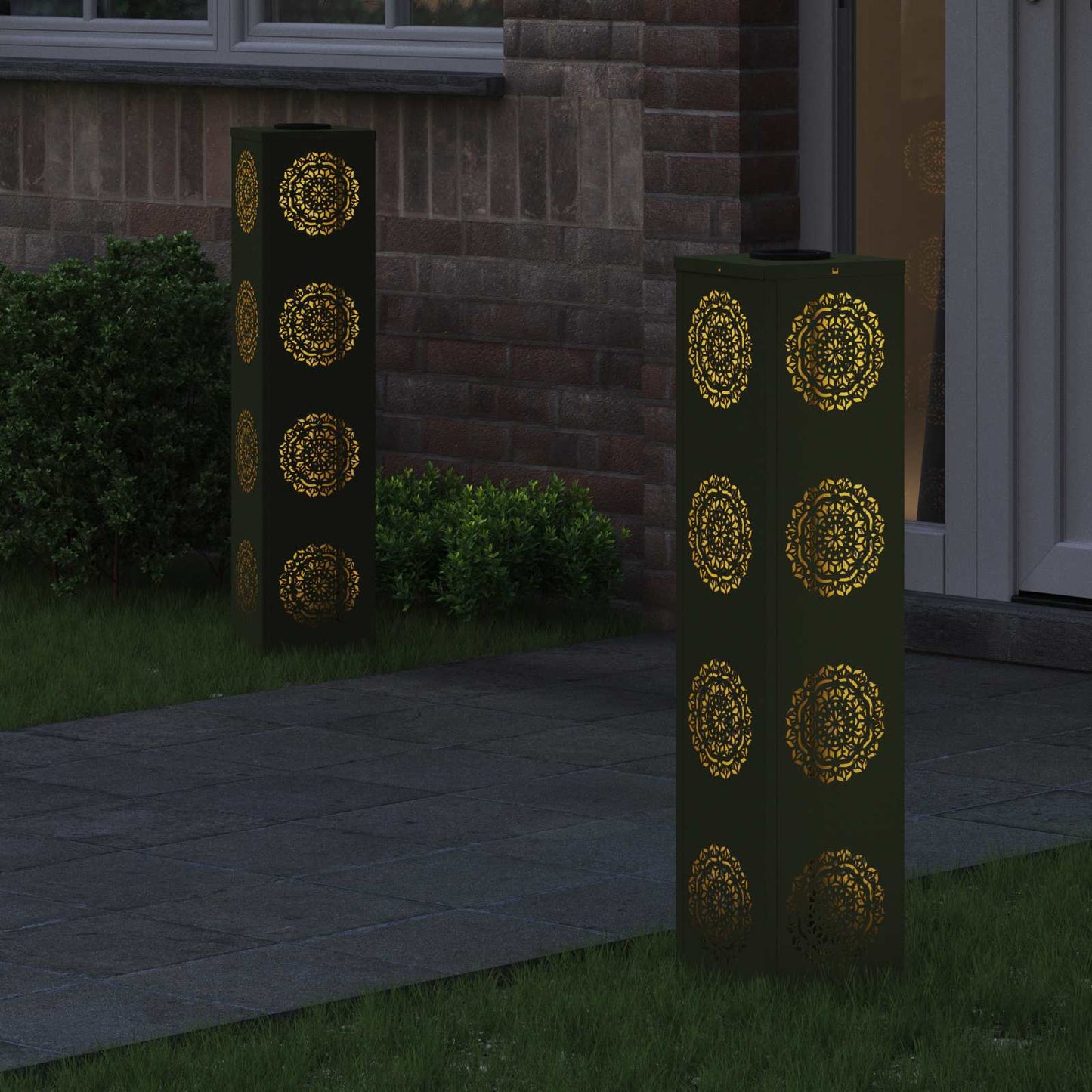 Solar LED Weg Licht 2 stk. Warmes Weiß 18 x 18 x 80 cm