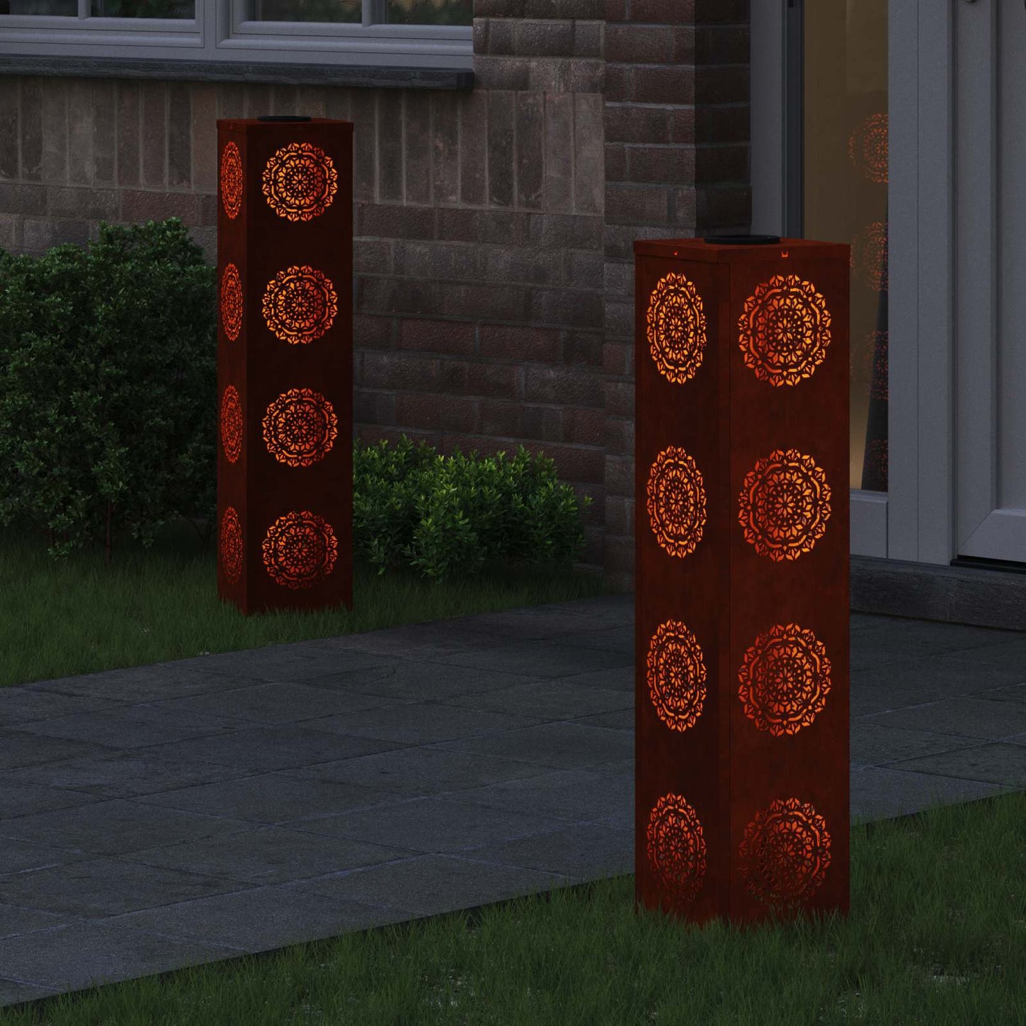 Solar LED Weg Licht 2 stk. Warmes Weiß 18 x 18 x 80 cm