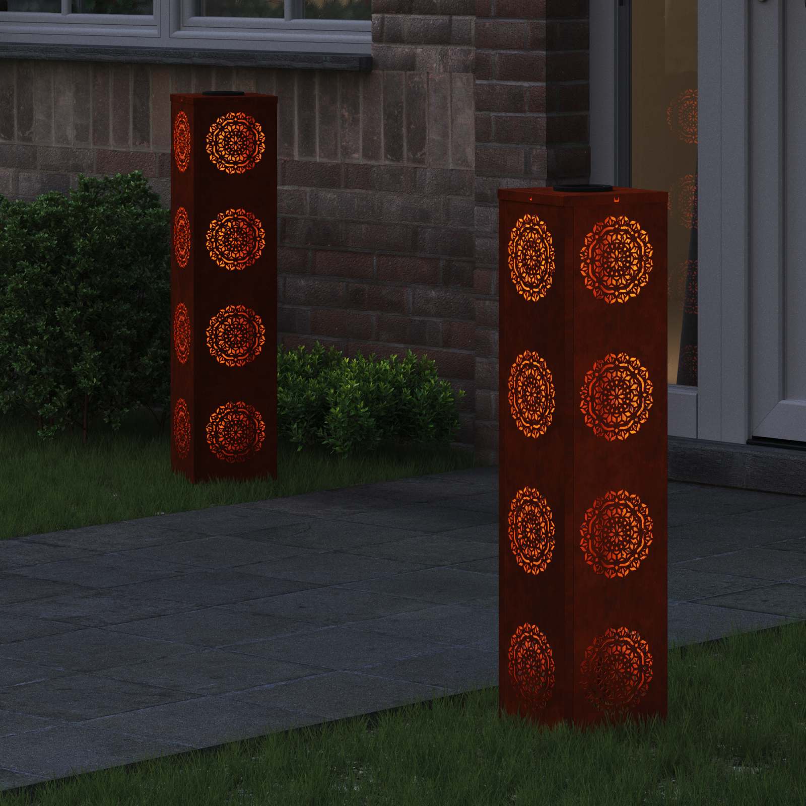 Solar LED Weg Licht 2 stk. Warmes Weiß 18 x 18 x 80 cm