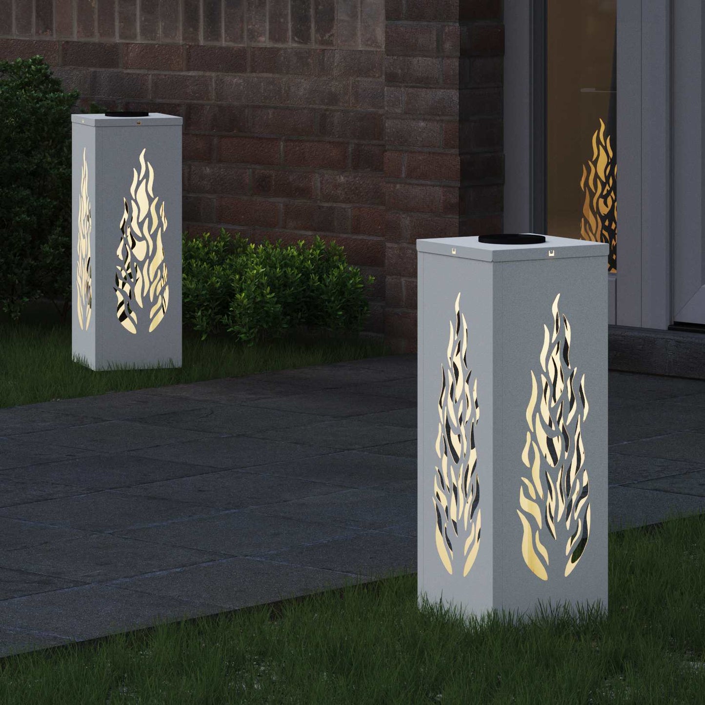 Solar LED Weg Licht 2 stk. Warmes Weiß 18 x 18 x 50 cm