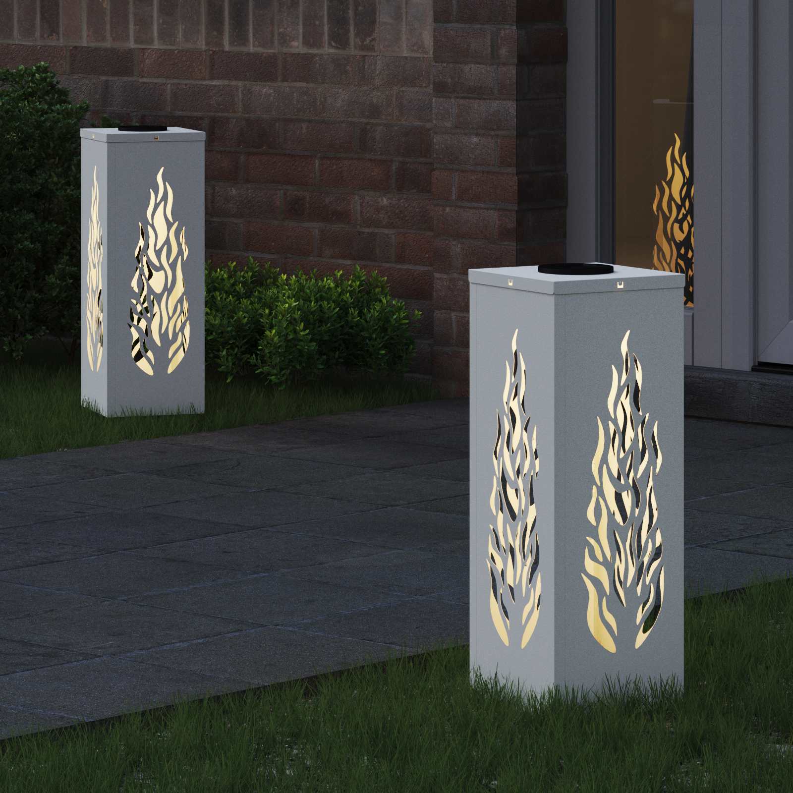 Solar LED Weg Licht 2 stk. Warmes Weiß 18 x 18 x 50 cm