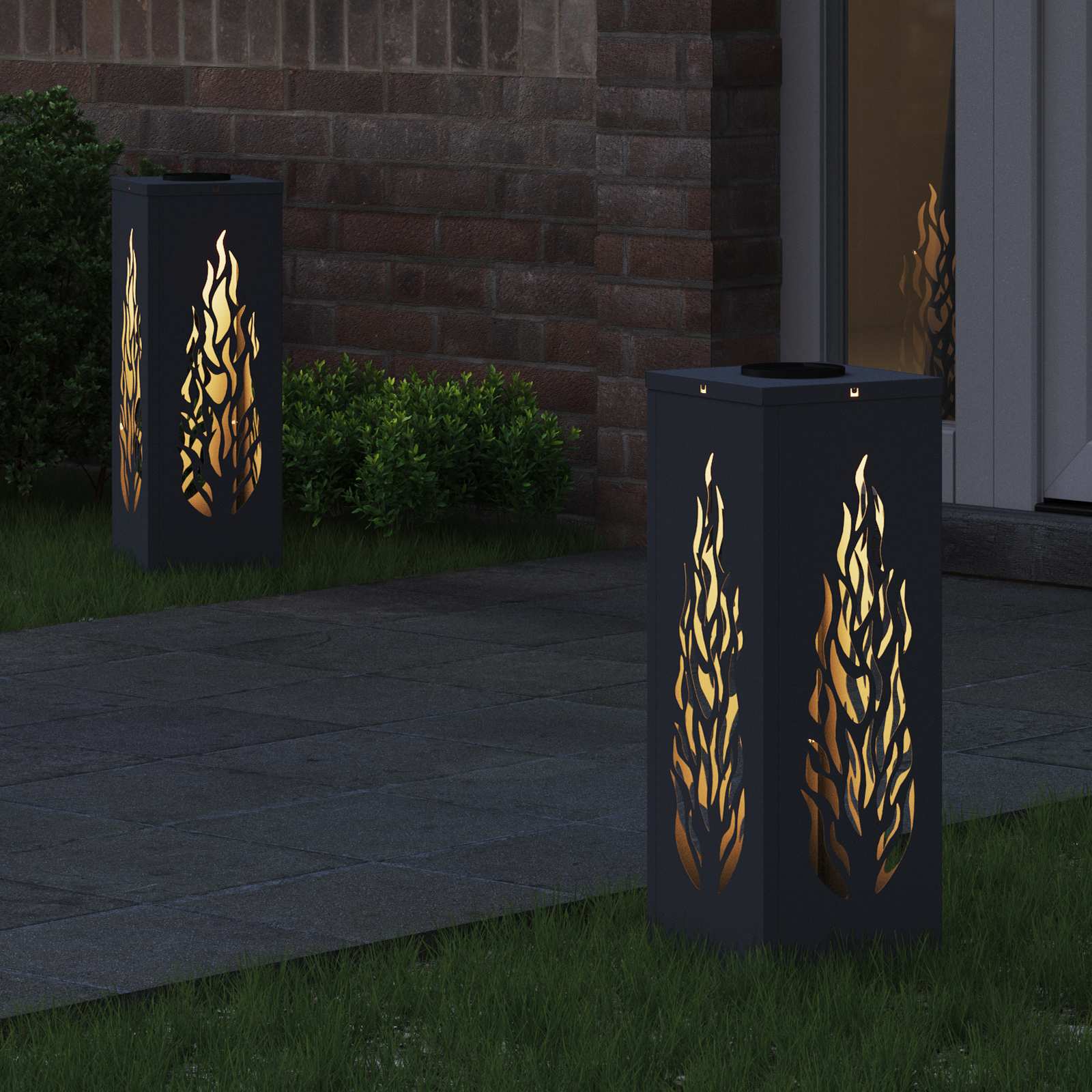 Solar LED Weg Licht 2 stk. Warmes Weiß 18 x 18 x 50 cm