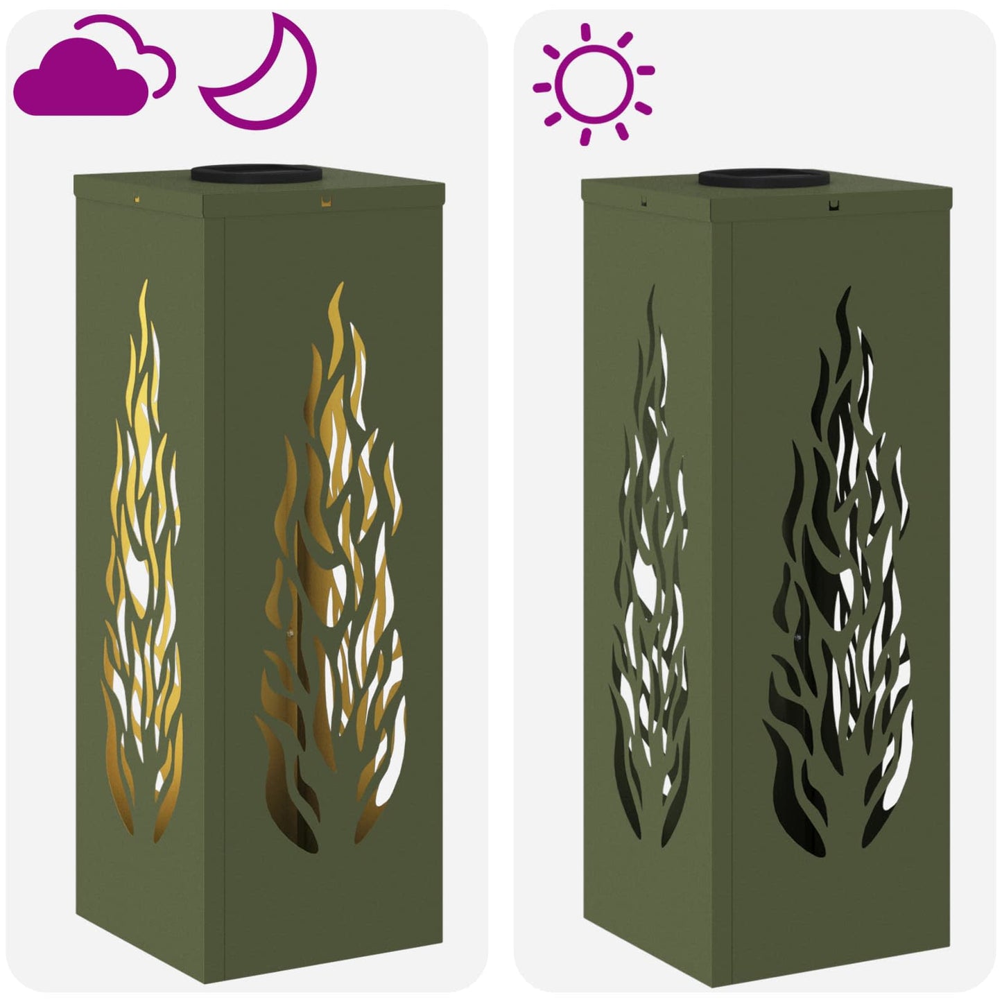 Solar LED Weg Licht 2 stk. Warmes Weiß 18 x 18 x 50 cm