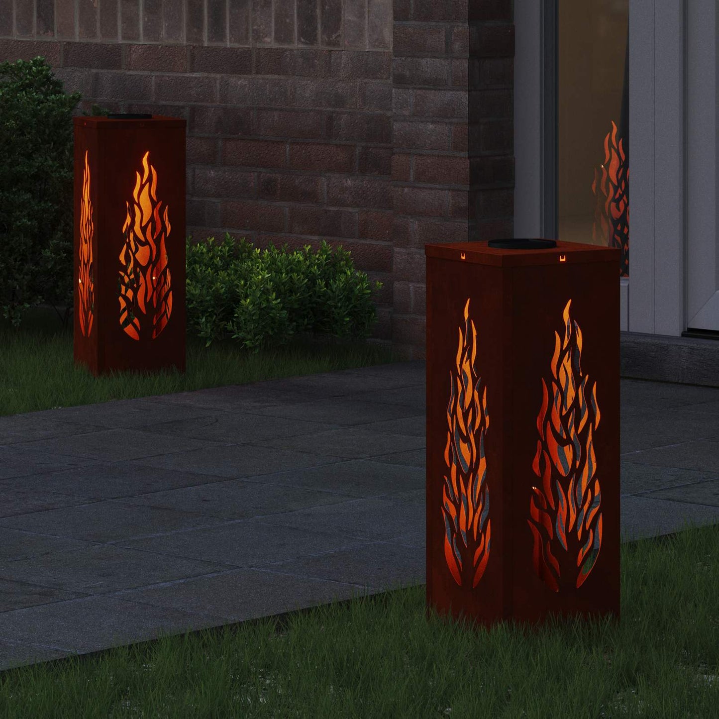 Solar LED Weg Licht 2 stk. Warmes Weiß 18 x 18 x 50 cm