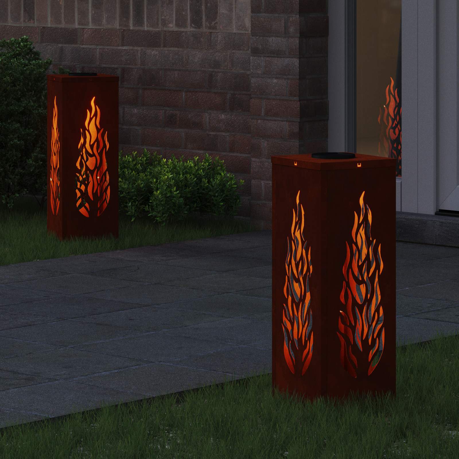 Solar LED Weg Licht 2 stk. Warmes Weiß 18 x 18 x 50 cm