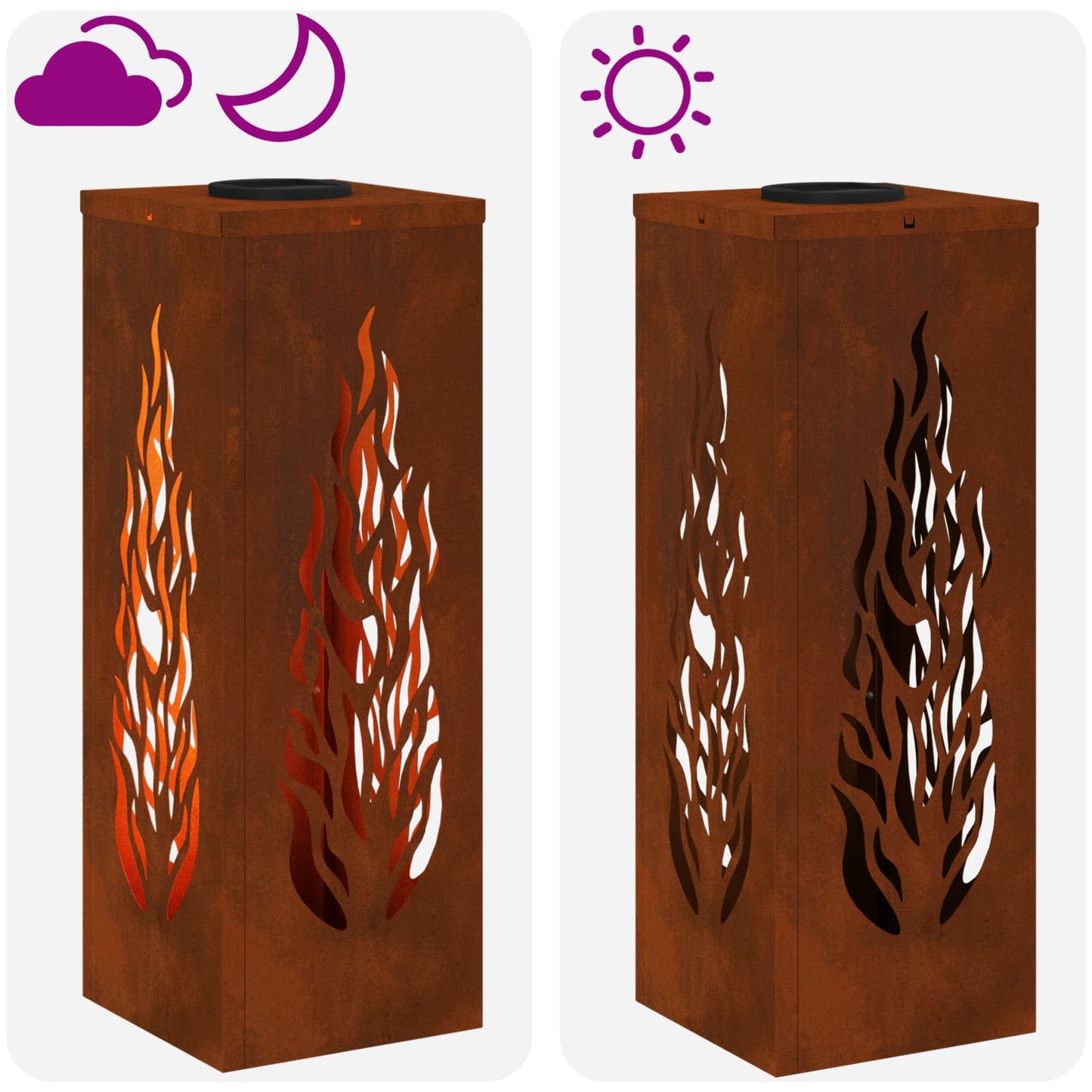 Solar LED Weg Licht 2 stk. Warmes Weiß 18 x 18 x 50 cm