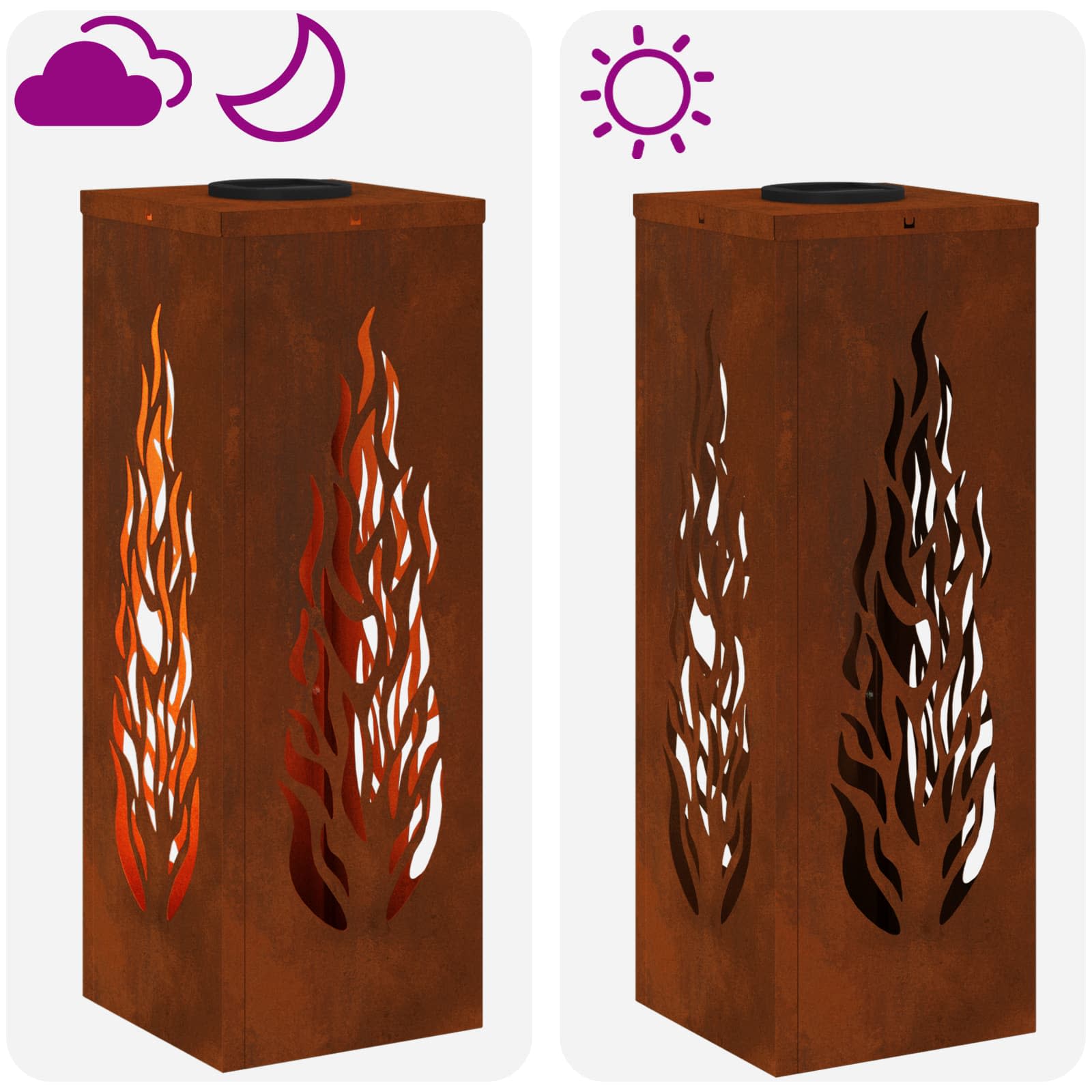 Solar LED Weg Licht 2 stk. Warmes Weiß 18 x 18 x 50 cm