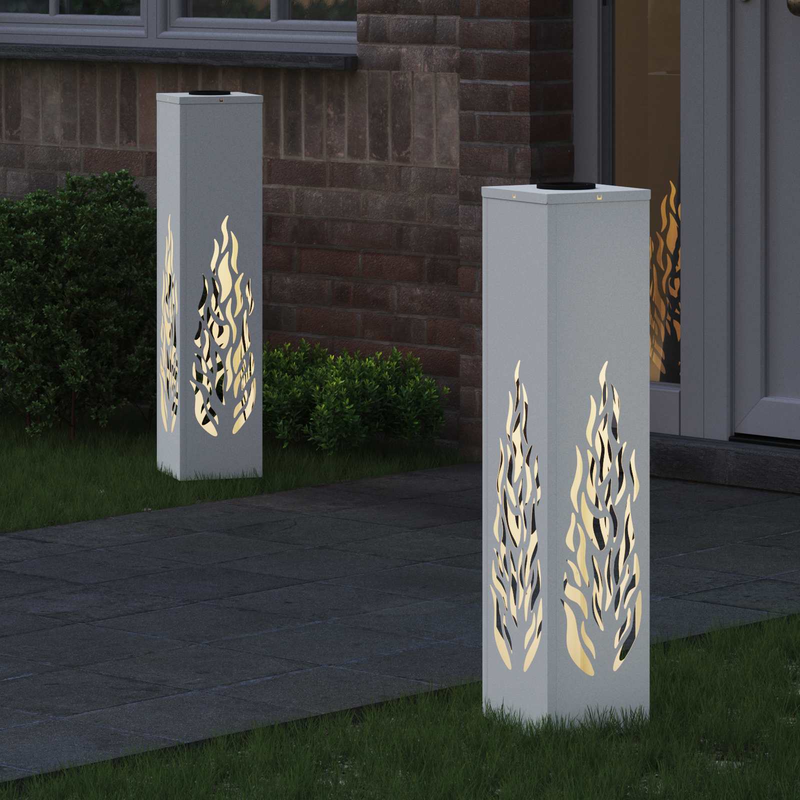 Solar LED Weg Licht 2 stk. Warmes Weiß 18 x 18 x 80 cm