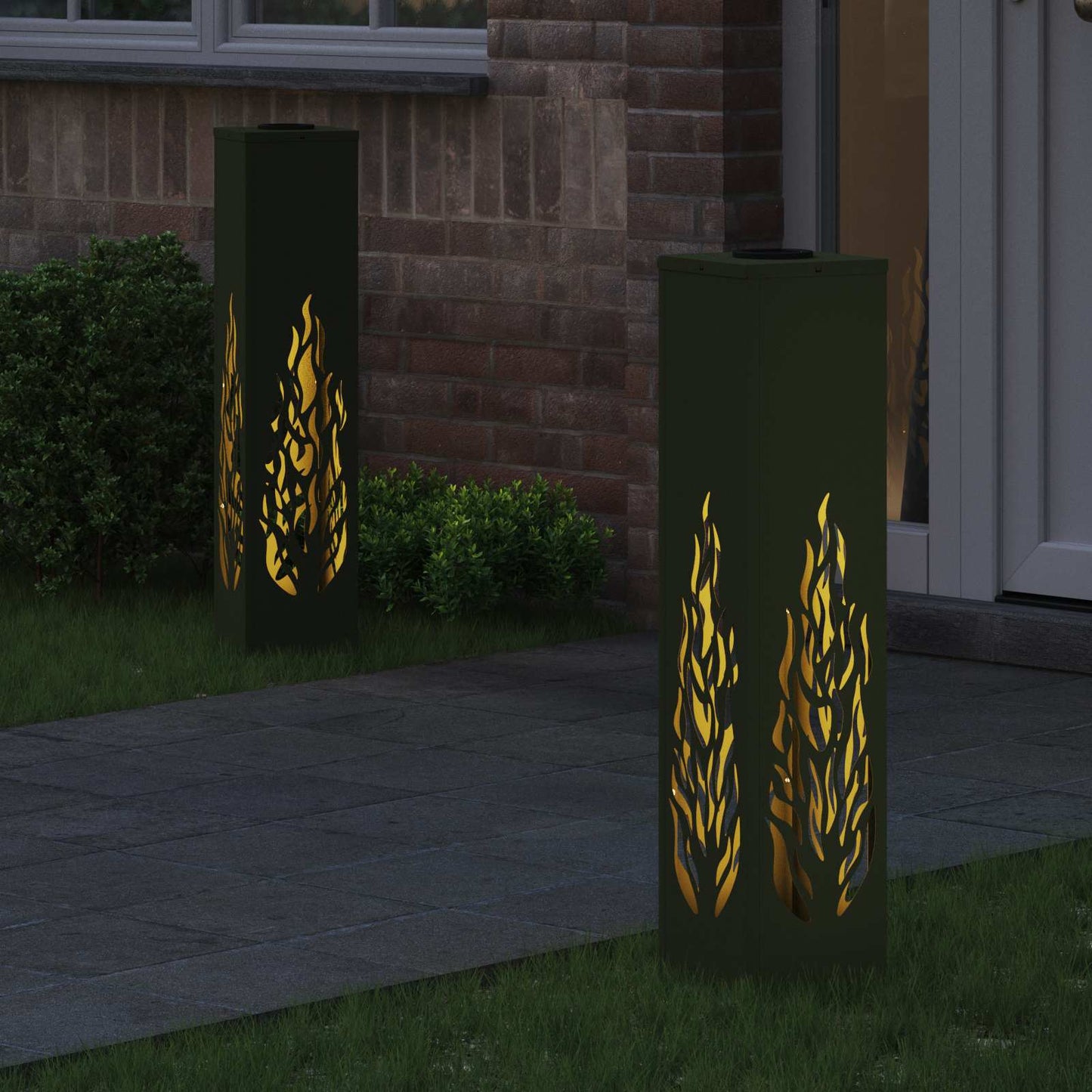 Solar LED Weg Licht 2 stk. Warmes Weiß 18 x 18 x 80 cm