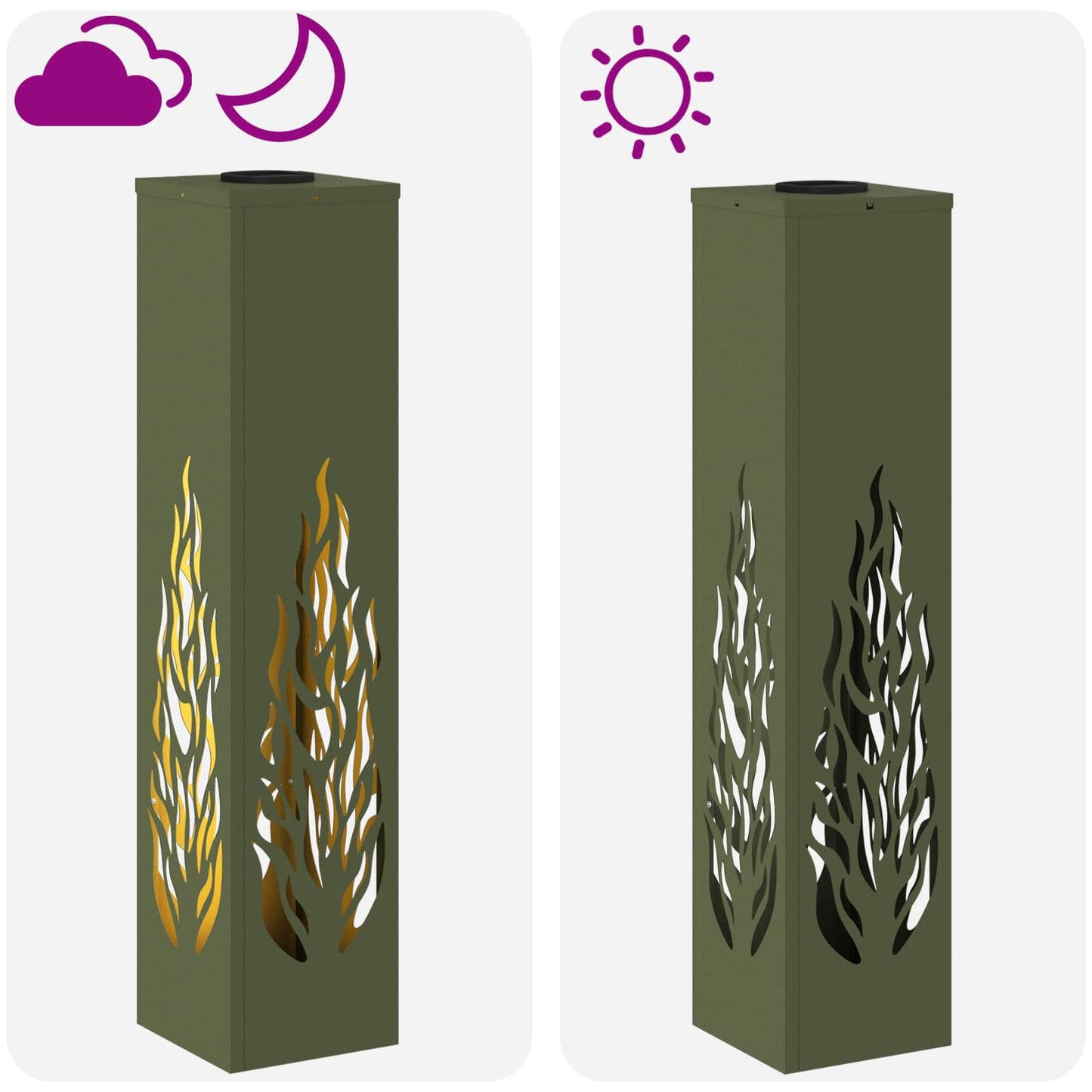 Solar LED Weg Licht 2 stk. Warmes Weiß 18 x 18 x 80 cm