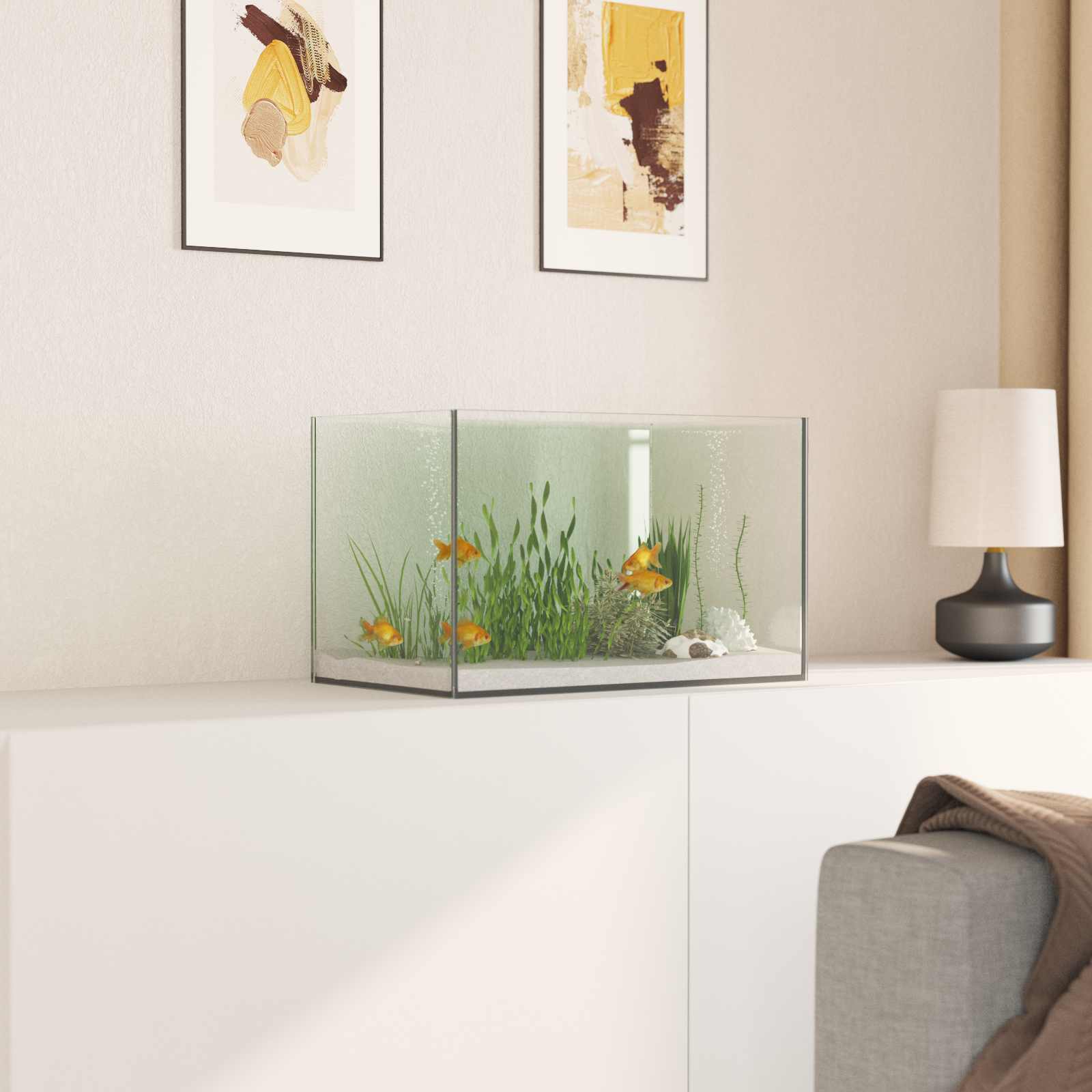 Aquarium mit Speicher Transparent 40 x 25 x 25 cm Glas